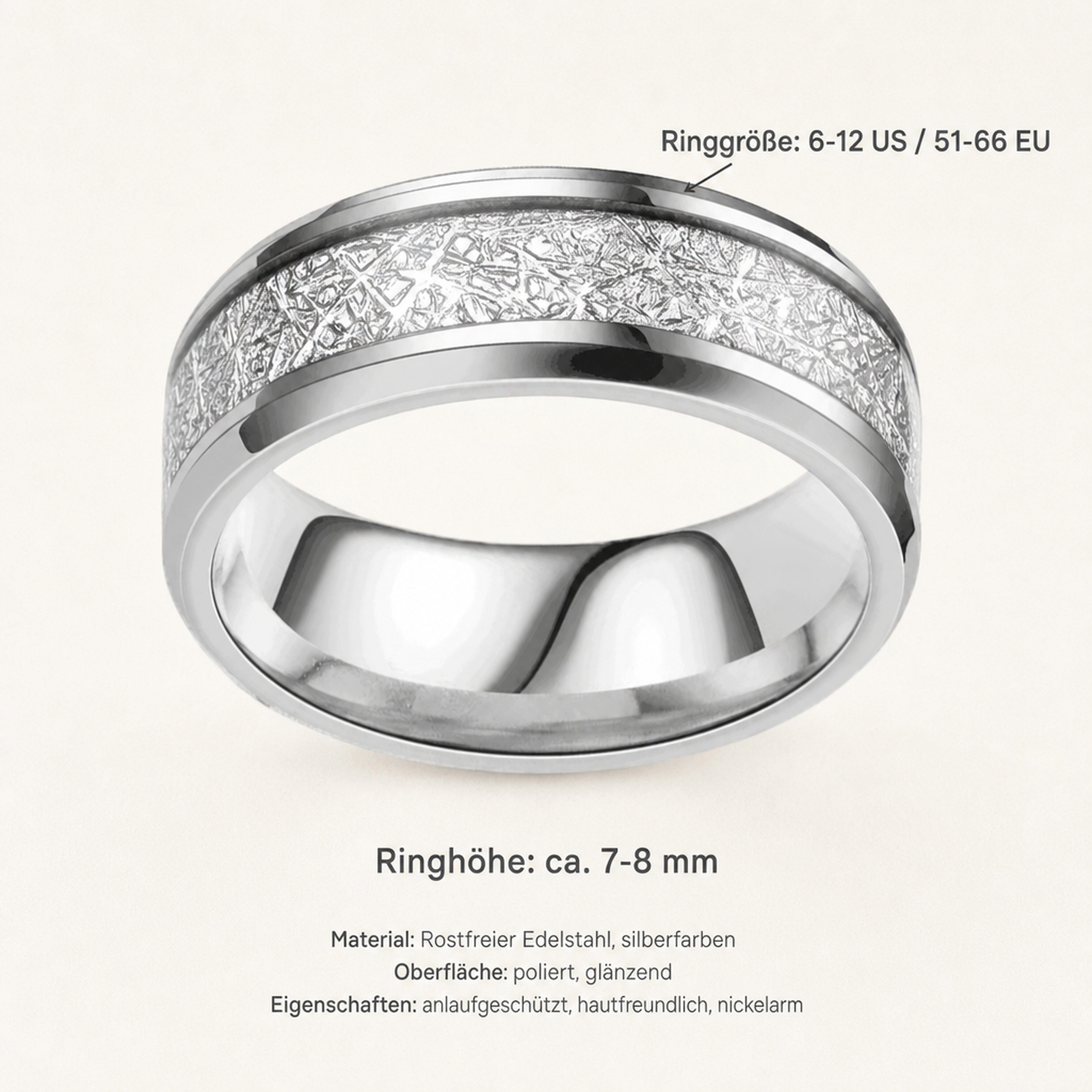 Lebensquelle Plus Fingerring Edelstahl Ring Silber – Schlichter Unisex Ring, poliert