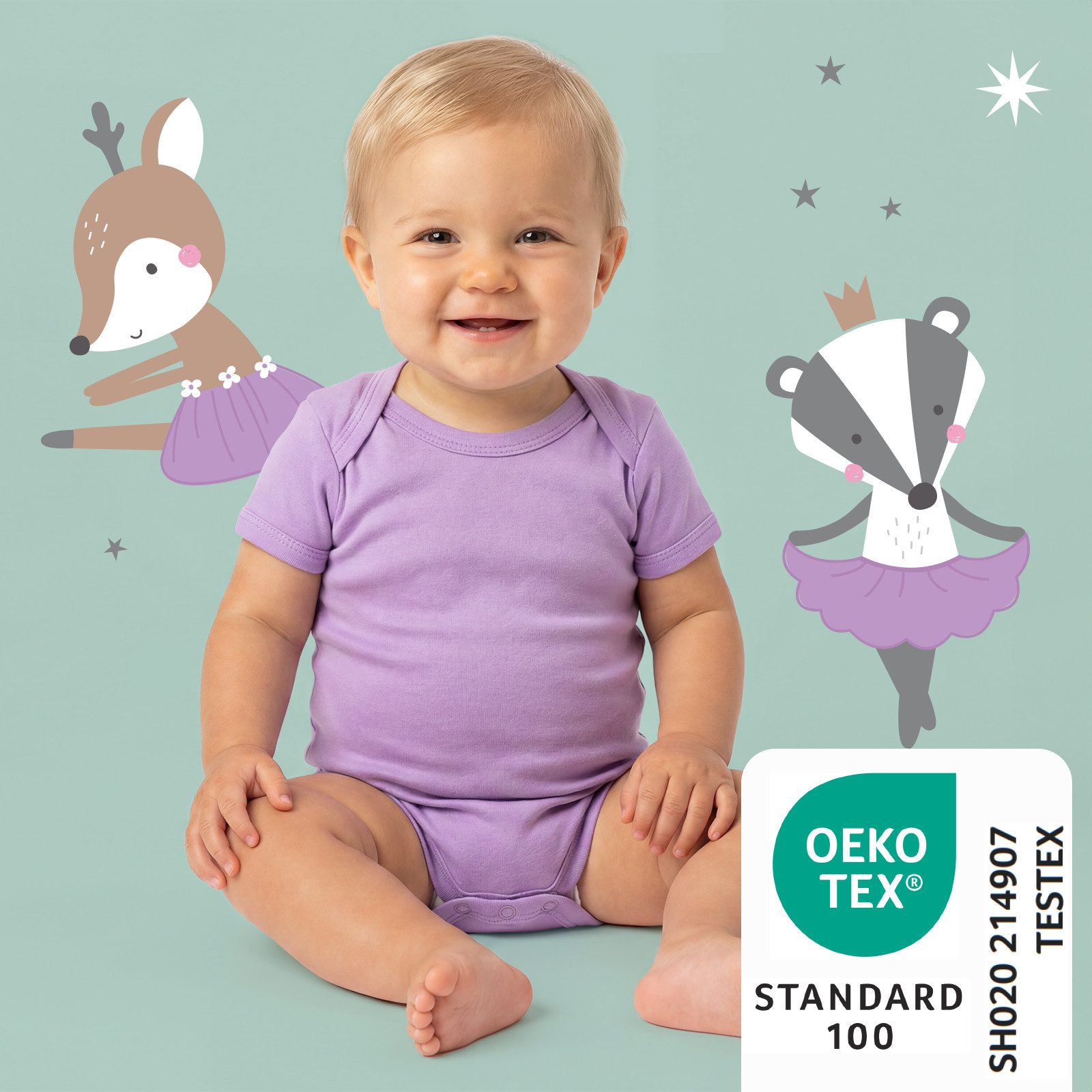 Schlummersack Kurzarmbody Bio Baby-Bodys kurzarm 5er-Pack OEKO-TEX zertifiziert