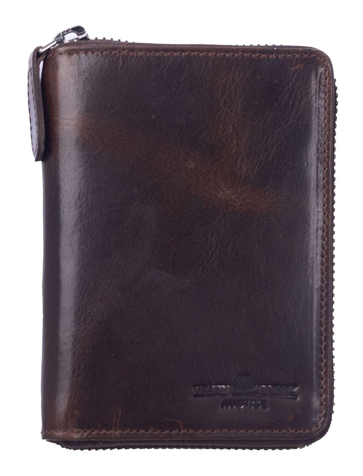 Greenburry Geldbörse Zip Around Wallet, aus echtem Rindsleder mit RFID-Blocker Schutz