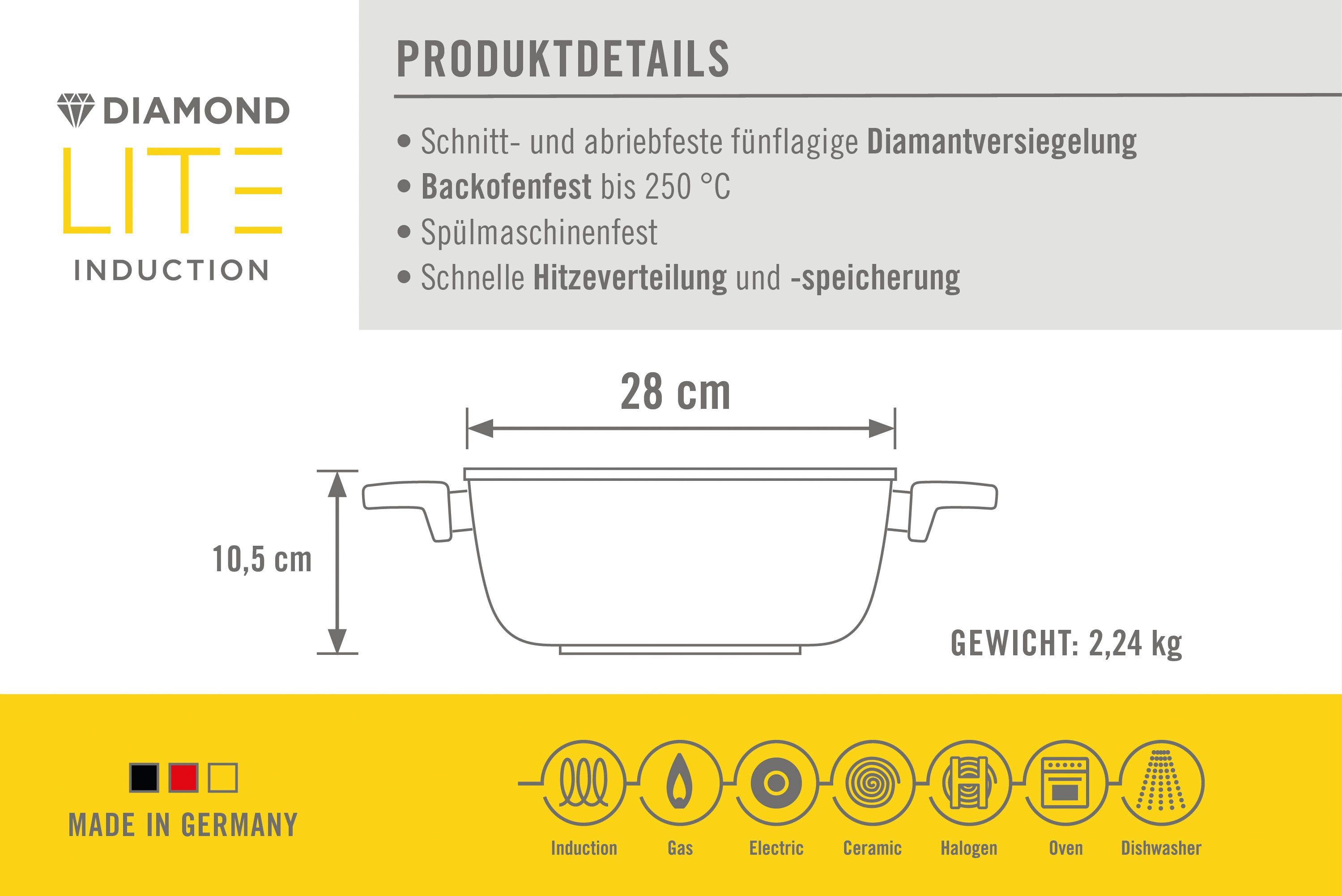 WOLL Bräter MADE IN GERMANY - Diamond Lite, Aluminium (1-tlg), 28x28 cm, Induktion