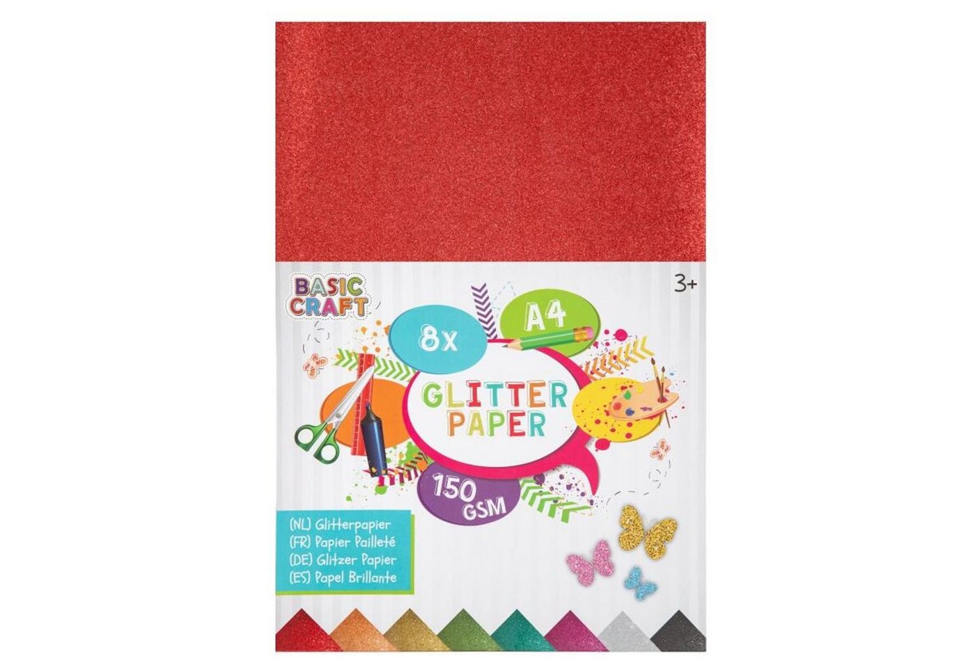 Thumbnail - Craft Sensations Briefpapier 12x Glitterpapier 8er Blatt DIN A4 Glitzer Basteln Schule Kinder Karto
