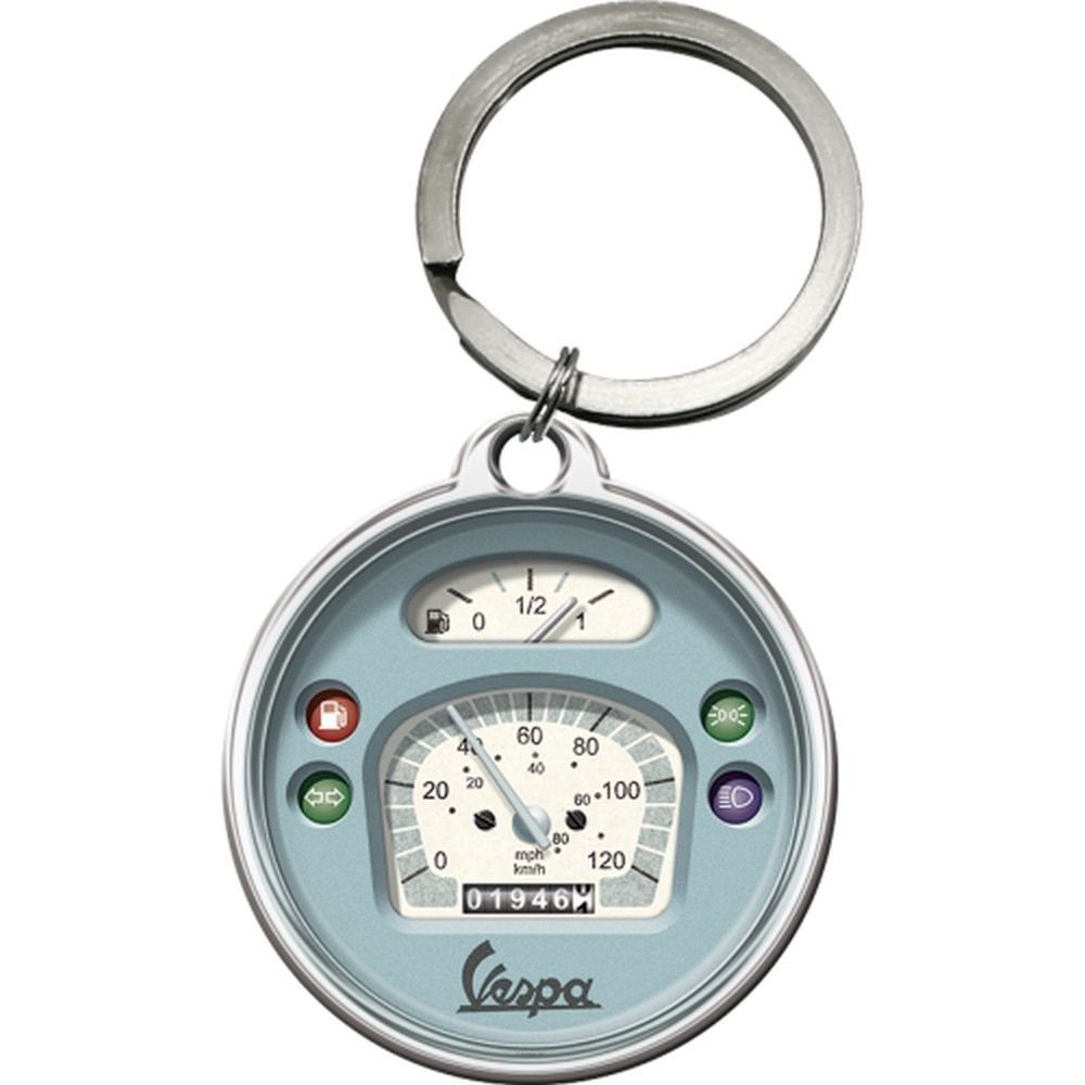 Schlüsselanhänger mit Gravur Edelstahl Schlüsselanhänger Ø 4cm - Vespa Tacho