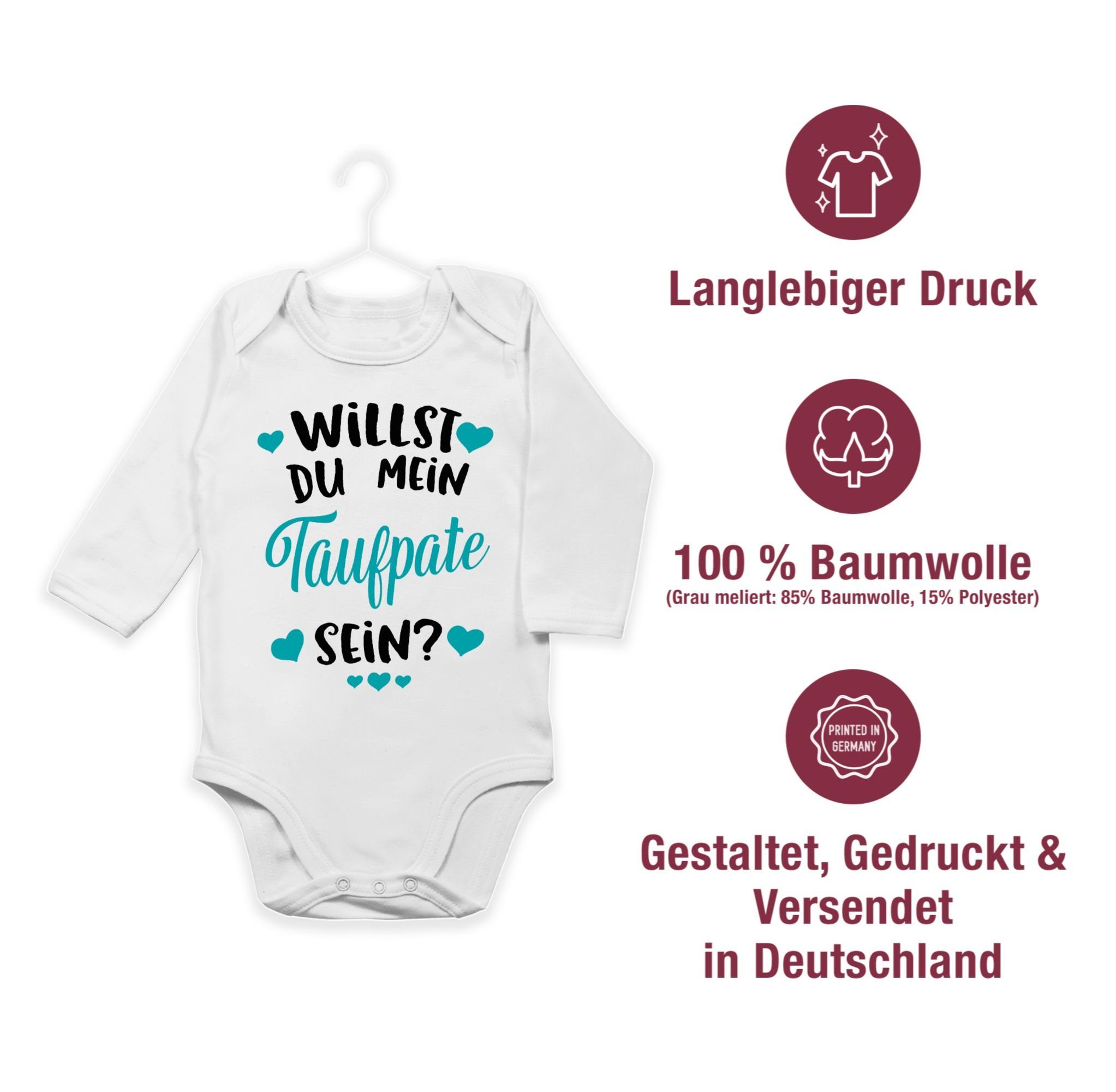 Taufpate türkis mein Willst Baby Shirtbody sein? 1 - Shirtracer Weiß du Patenonkel