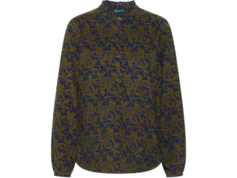 Tranquillo Blusentop tranquillo Bio-Damen-Cord-Bluse mit Rüschen-Kragen
