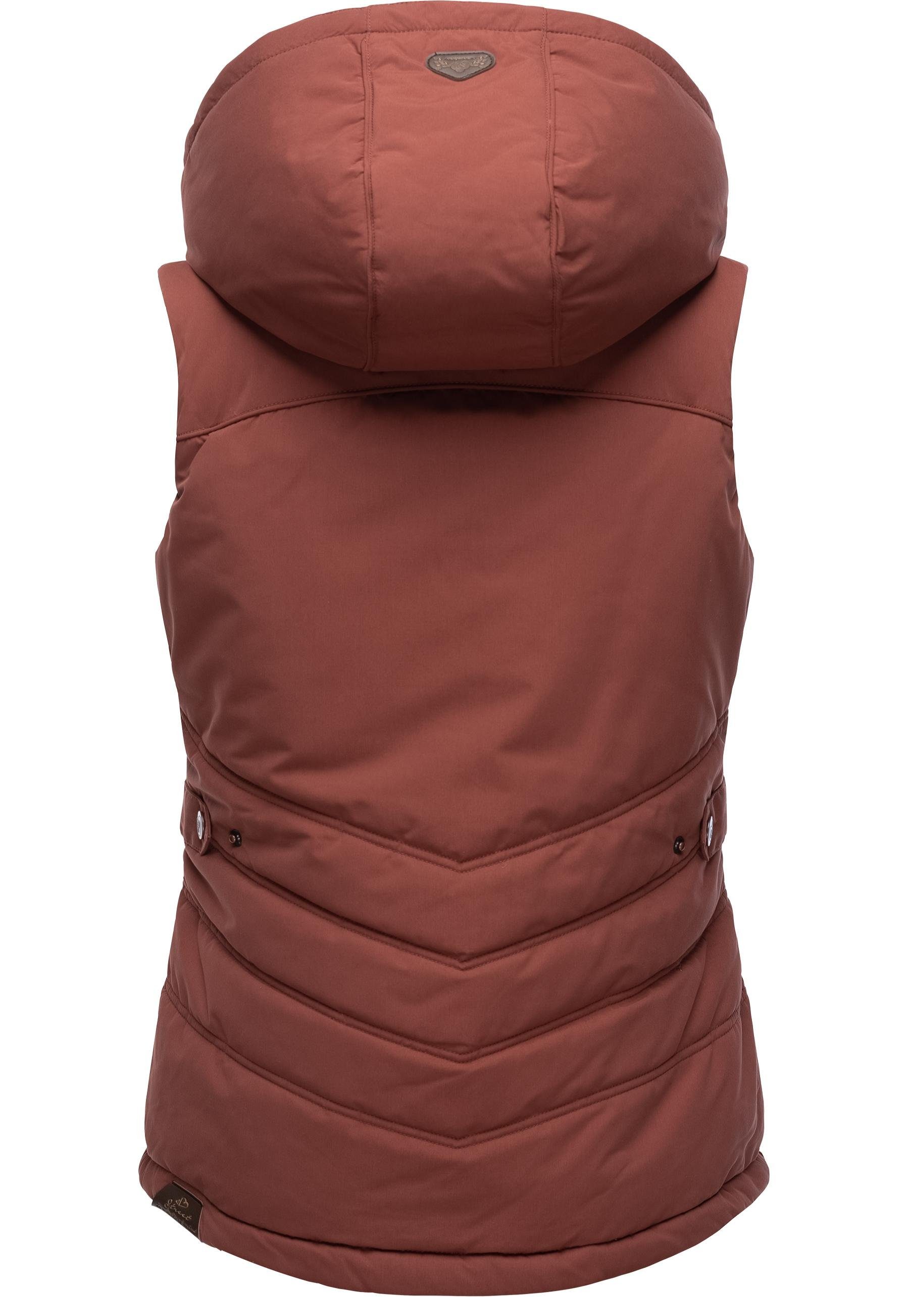 Ragwear Steppweste Hesty Wasserdichte Outdoor-Weste mit abnehmbarer Kapuze