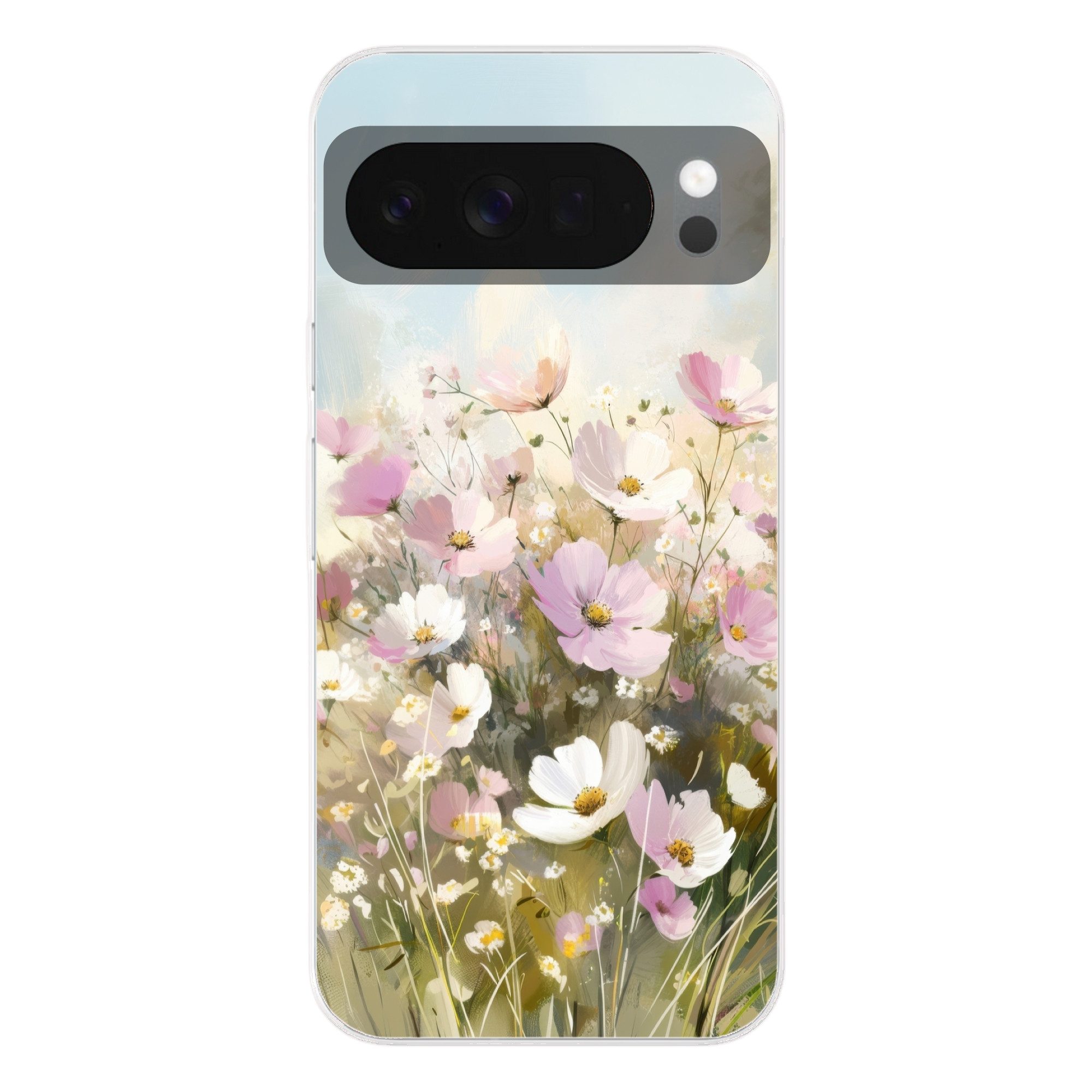 MuchoWow Handyhülle für Google Pixel 10 Pro XL Blumenfeld - Helle Farbtöne - Gemalt, Phone Case, Silikon, Schutzhülle Dünn