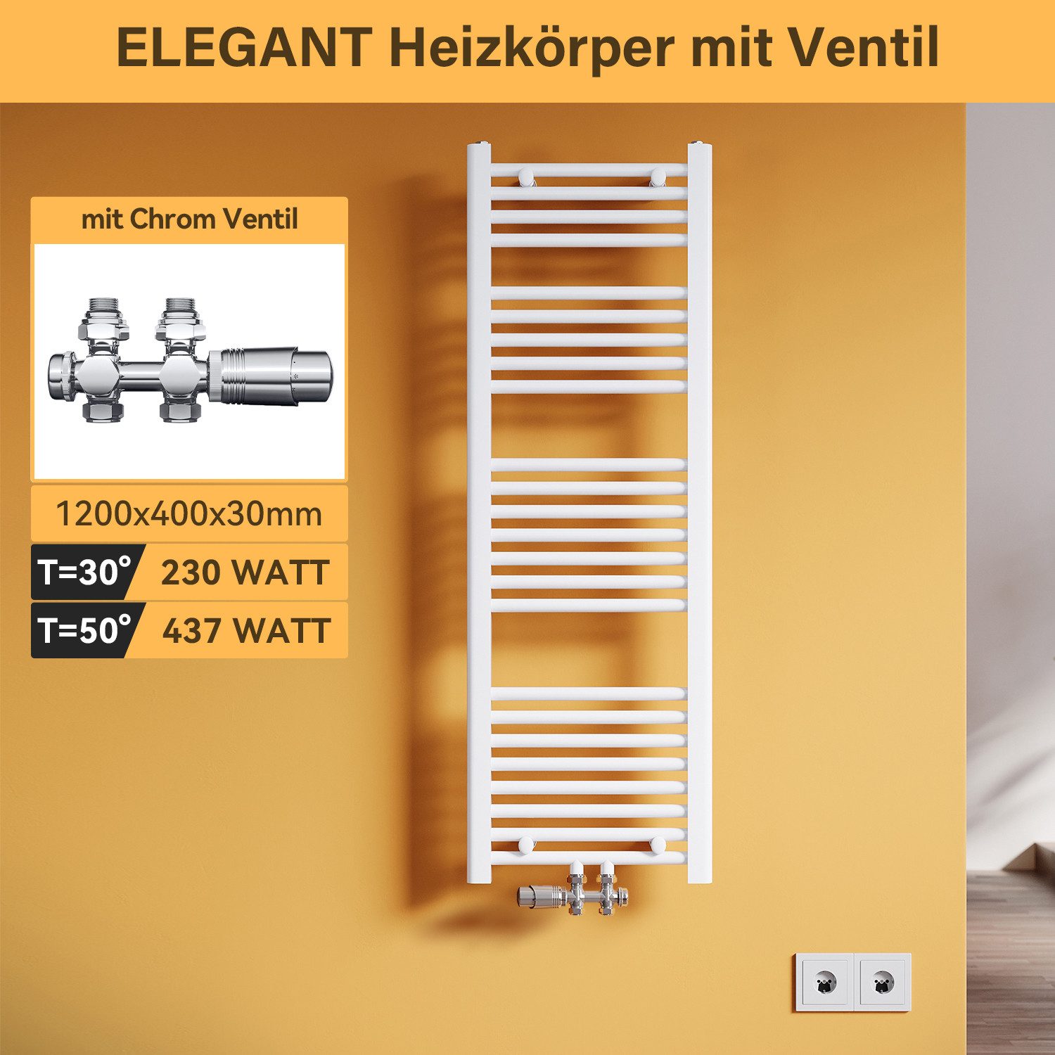 SONNI Badheizkörper Handtuchtrockner Handtuchwärmer Mittelanschluss, Weiß, günstig online kaufen