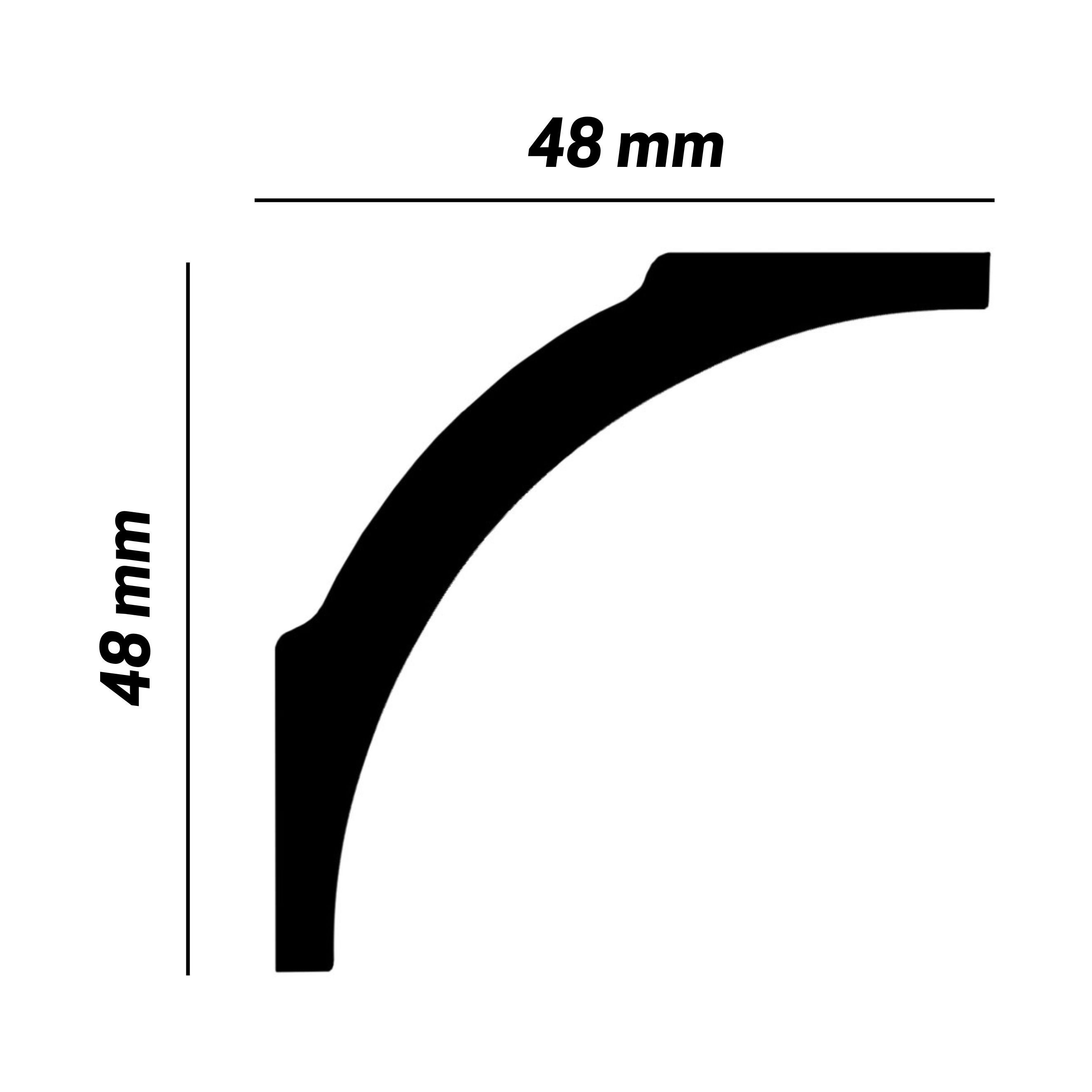 PROVISTON Stuckleiste Deckenleiste, 48 x 48 x 2000 mm, modern, kleben, schrauben, nageln, Kunststoff, 1-St.