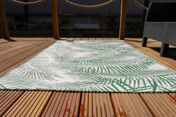 Fußmatte Outdoor-Teppich geflochten Blätter grün 150x90cm Terrasse Balkon Garte, BURI