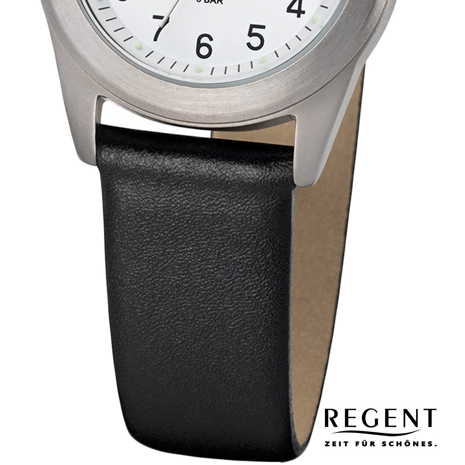 Damen Lederarmband rund, Regent 26mm), (ca. Quarzuhr klein Regent F-660 Armbanduhr Uhr Leder Quarzwerk, Damen