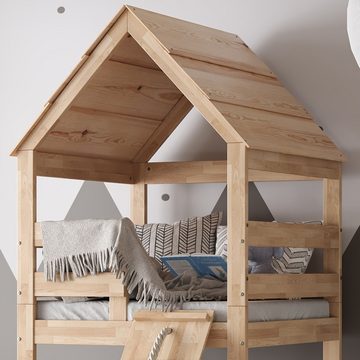 VitaliSpa® Kinderbett Teddy Naturholz, 90 x 200 cm mit 2 Matratzen
