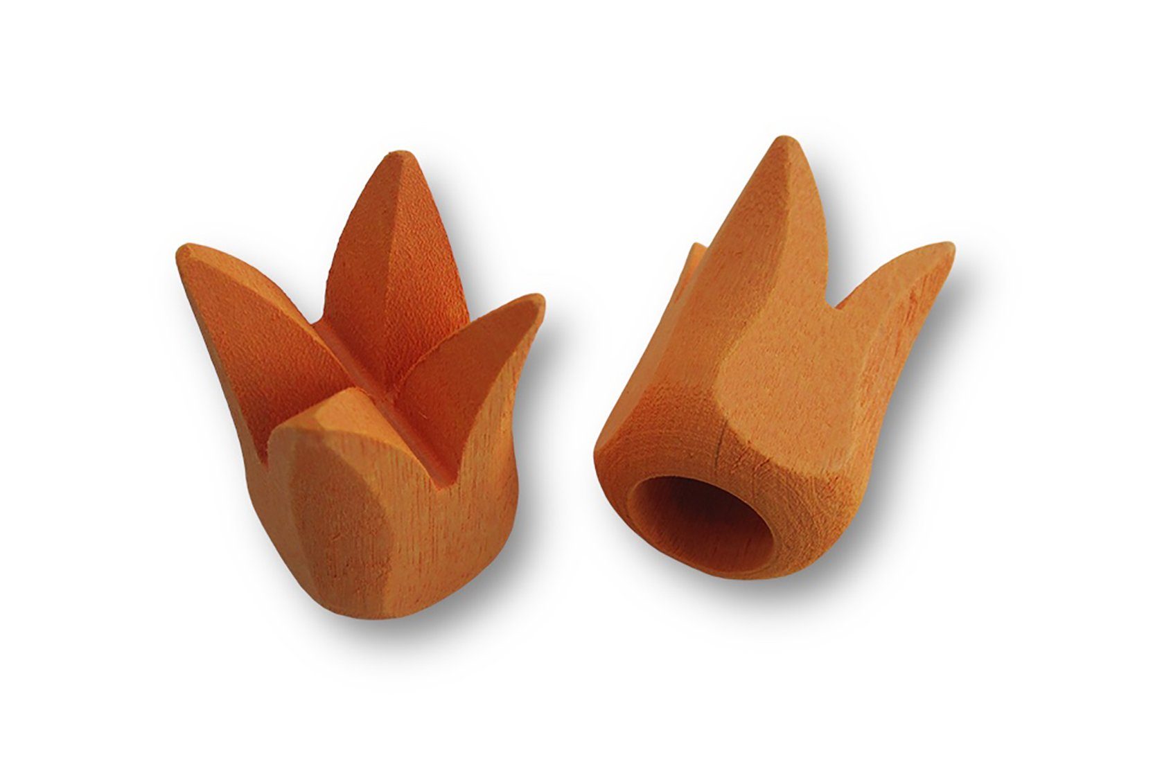 Holz, für mm, Ø Tulpe 12 2 zum (Set Endstücke 2 12 á auf Stangen mm nodeko, Stangen Ø Rohre Aufstecken Stück), und Holzblume orange Gardinenstangen-Endstück
