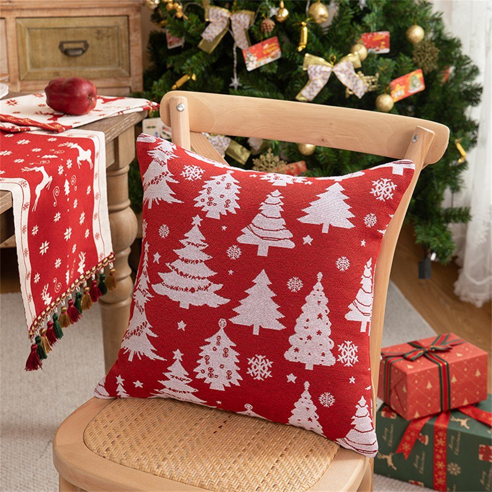 45×45cm Rouemi, Kissenbezug bedruckter Weihnachts-Kissenbezug, Deko-Kissenbezug, Weihnachtsmann Rot