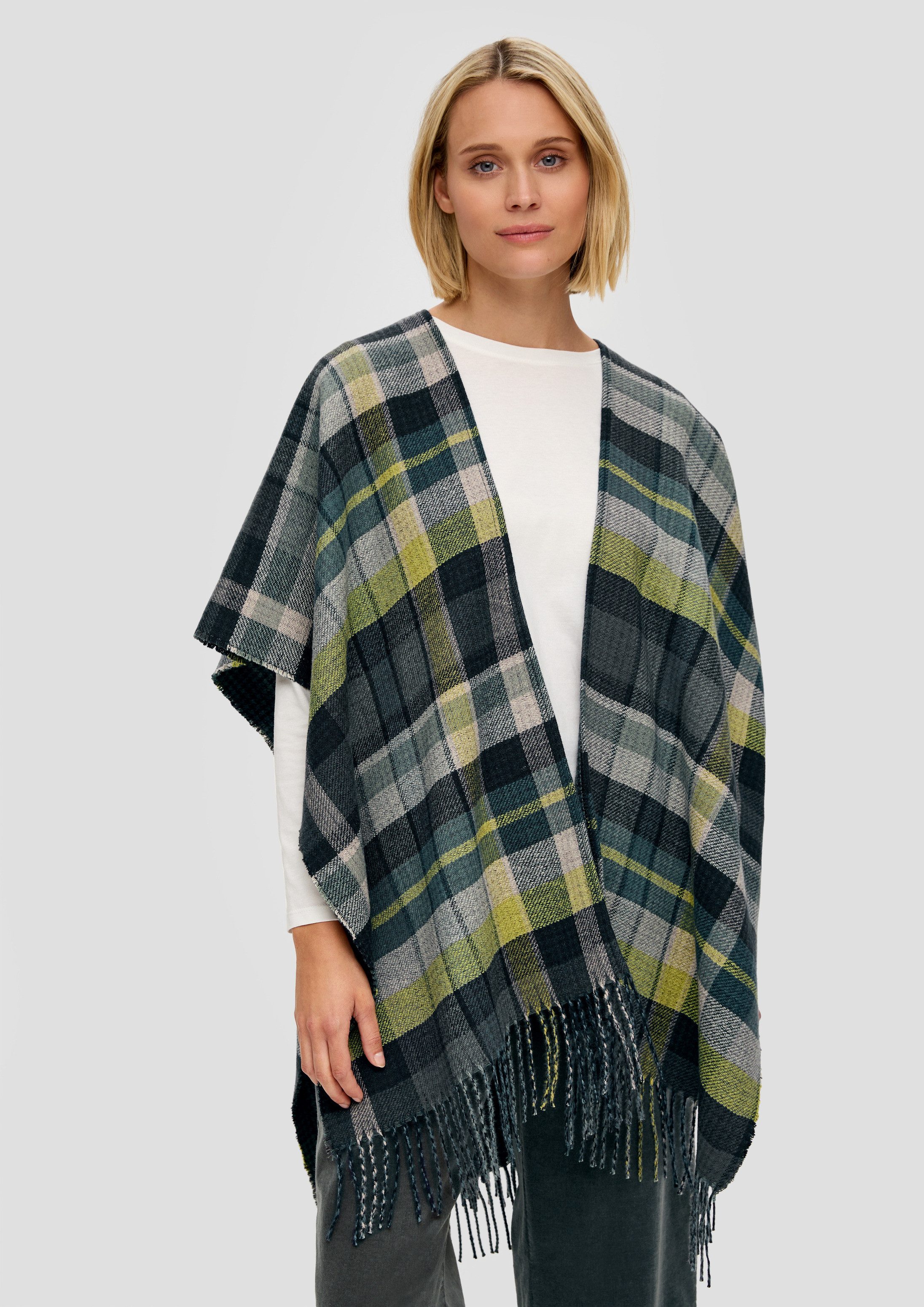 s.Oliver Poncho Indoor-Poncho Poncho mit Fransen