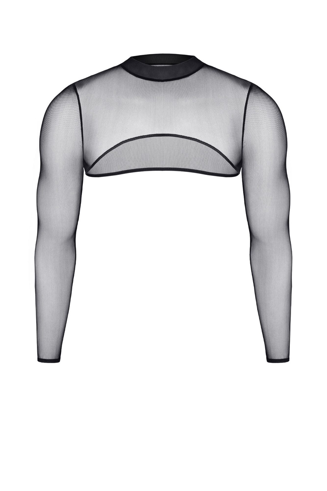Demoniq Top & Shorts Schwarzes transparentes Damen-Top mit langen Ärmeln elastisch aus Netz