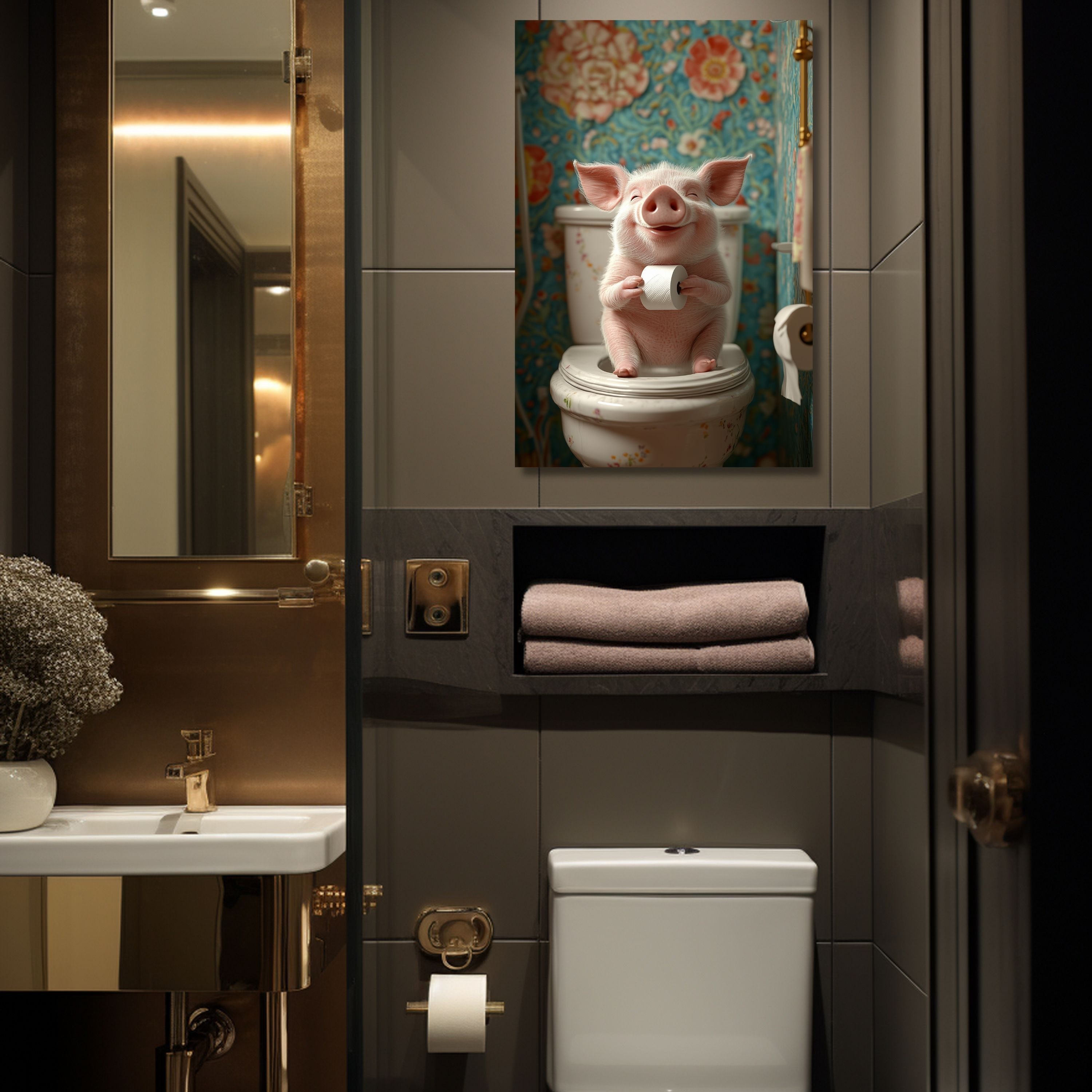 DARO Design Leinwandbild Modern Abstrakt Wandbilder XXL Wandbild Wand Deko Leinwand Bilder, (Schwein - Bild groß Wohnzimmer Schlafzimmer Küche Esszimmer Einteilig Hochformat Fotodruck Leinwände Wanddeko Abstrakte Kunst Boho), 30x20cm