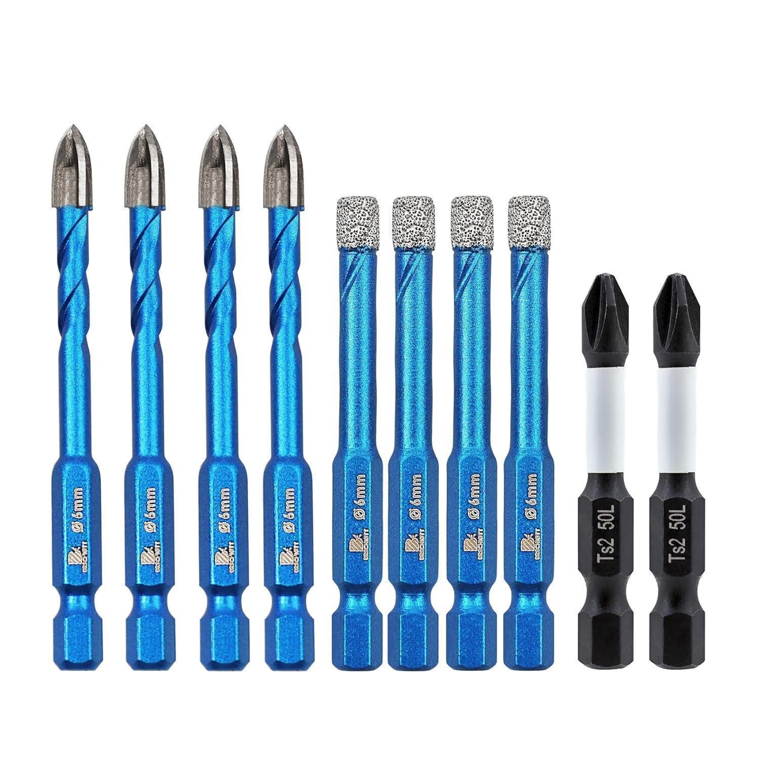 LuxusKollektion Diamanttrockenbohrer Diamant-Fliesenbohrer Set 10tlg magnetisch