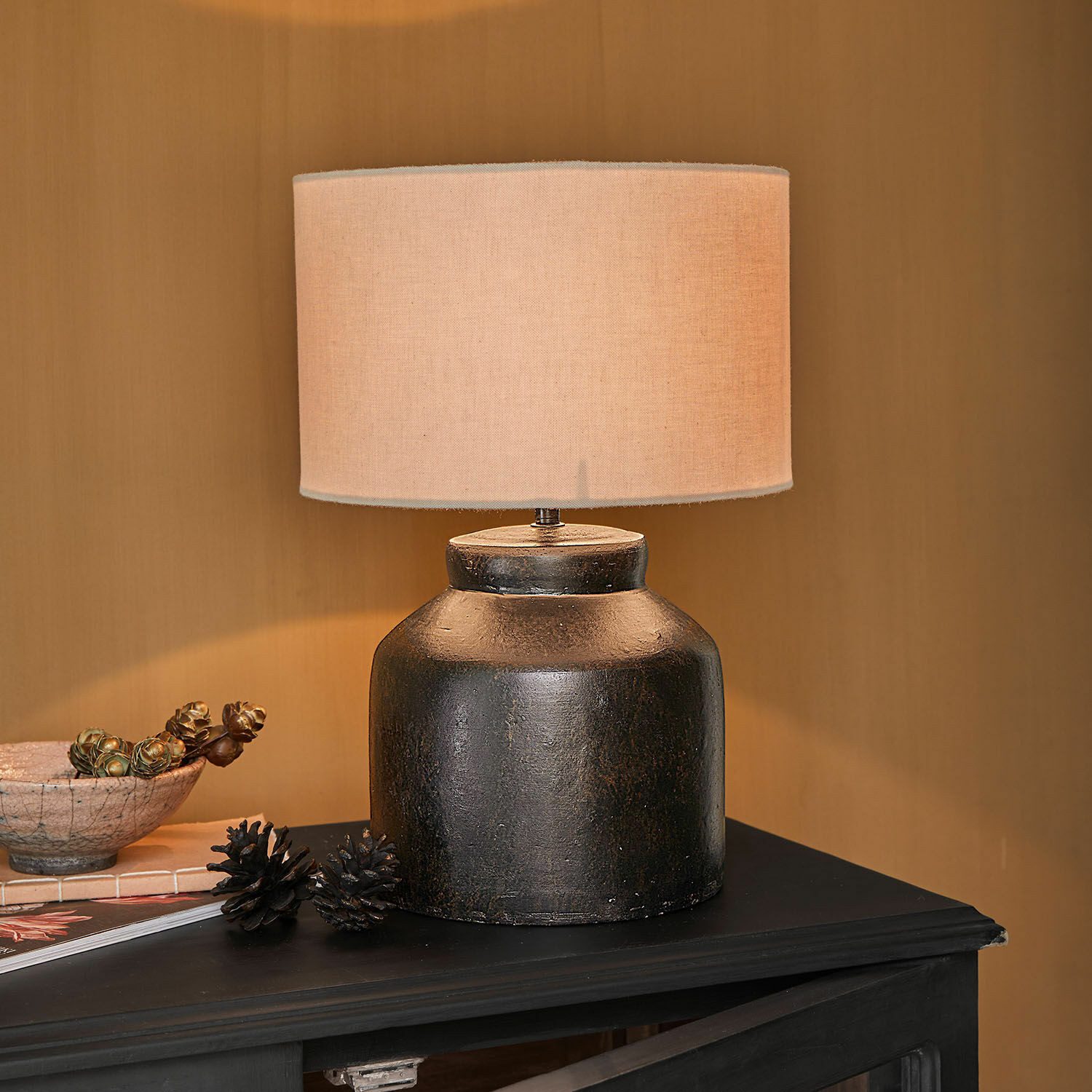 Mirabeau Tischleuchte Tischlampe Norelles schwarz/creme