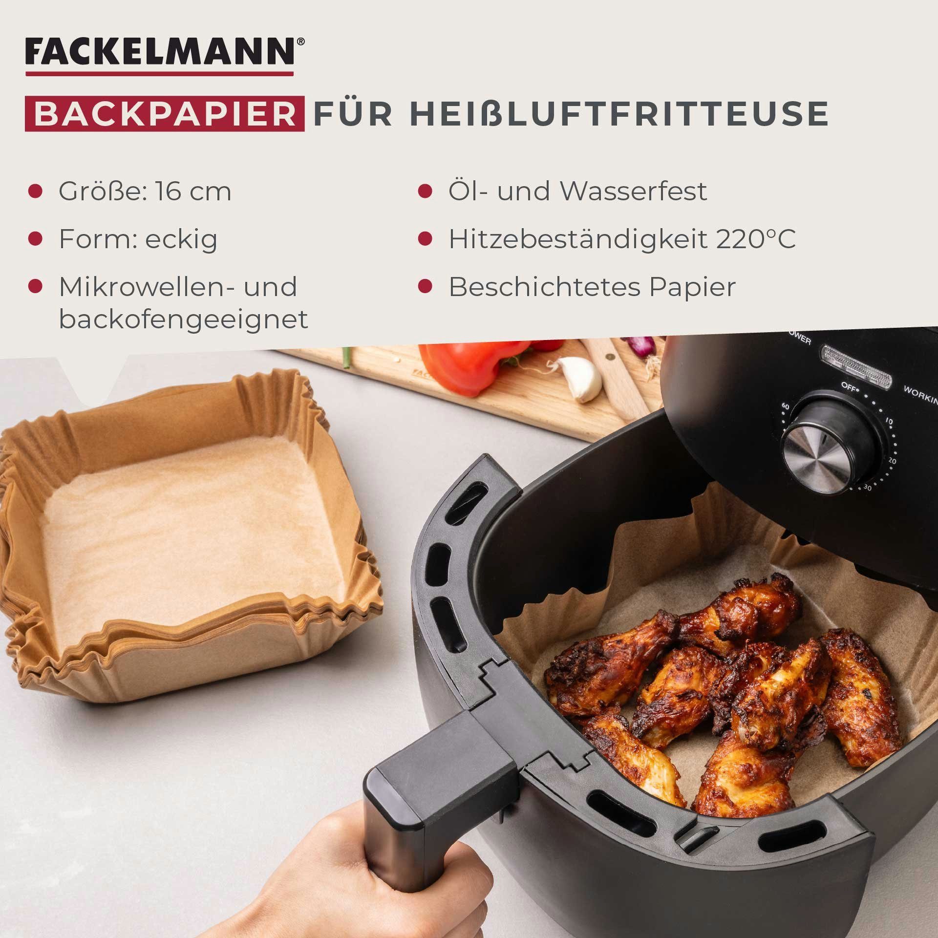 FACKELMANN Backpapier für Heißluftfritteuse, Einweg-Backform, ölresistent