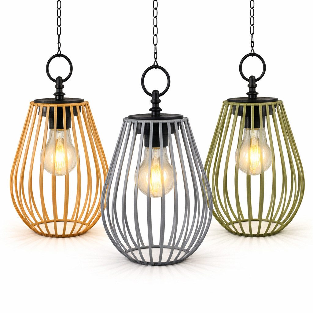 formano Gartenfigur 3er Set Solar LED Windlicht Hängend 16cm Außenleuchte Dämmerungssensor