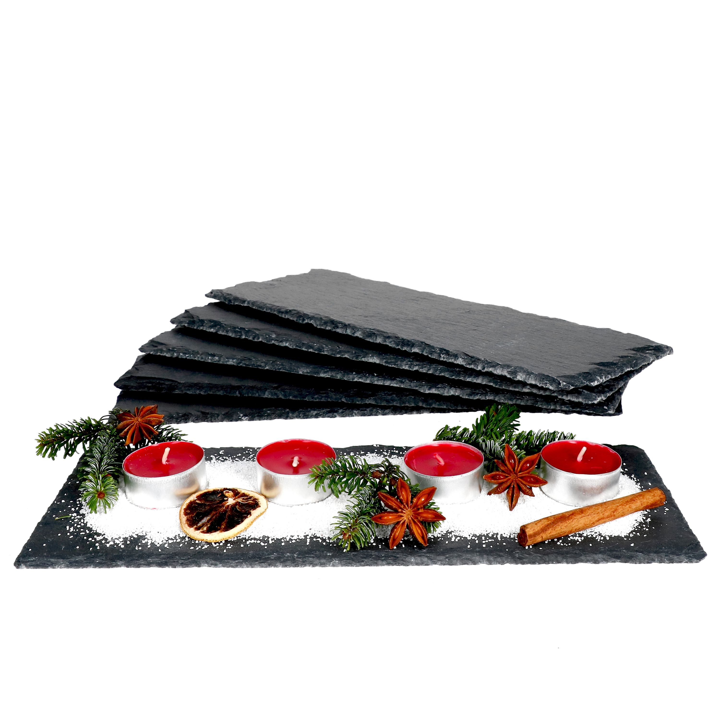 MamboCat Servierplatte 6er Set Schieferplatte 11x30cm Schwarz - 23464632, Schiefer