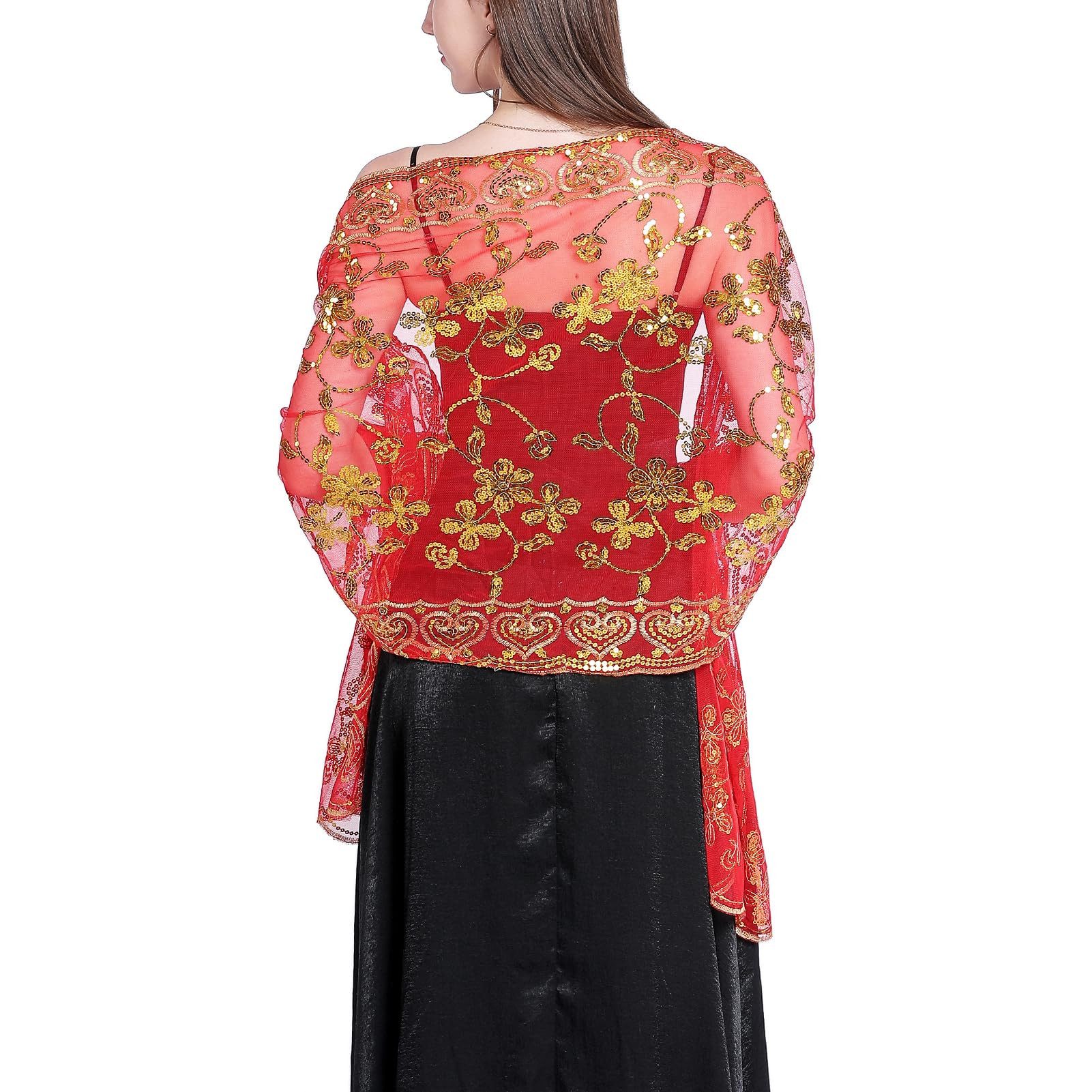 Zaewry Modeschal Schals und Tücher für Abendkleider – Elegante, transparente Damen, Jahre mit Blumenmuster, ideal für Hochzeiten