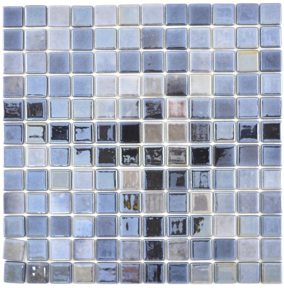 glänzend / anthrazit Mosani Matten Mosaikfliesen 10 Mosaikfliesen Recycling Glasmosaik
