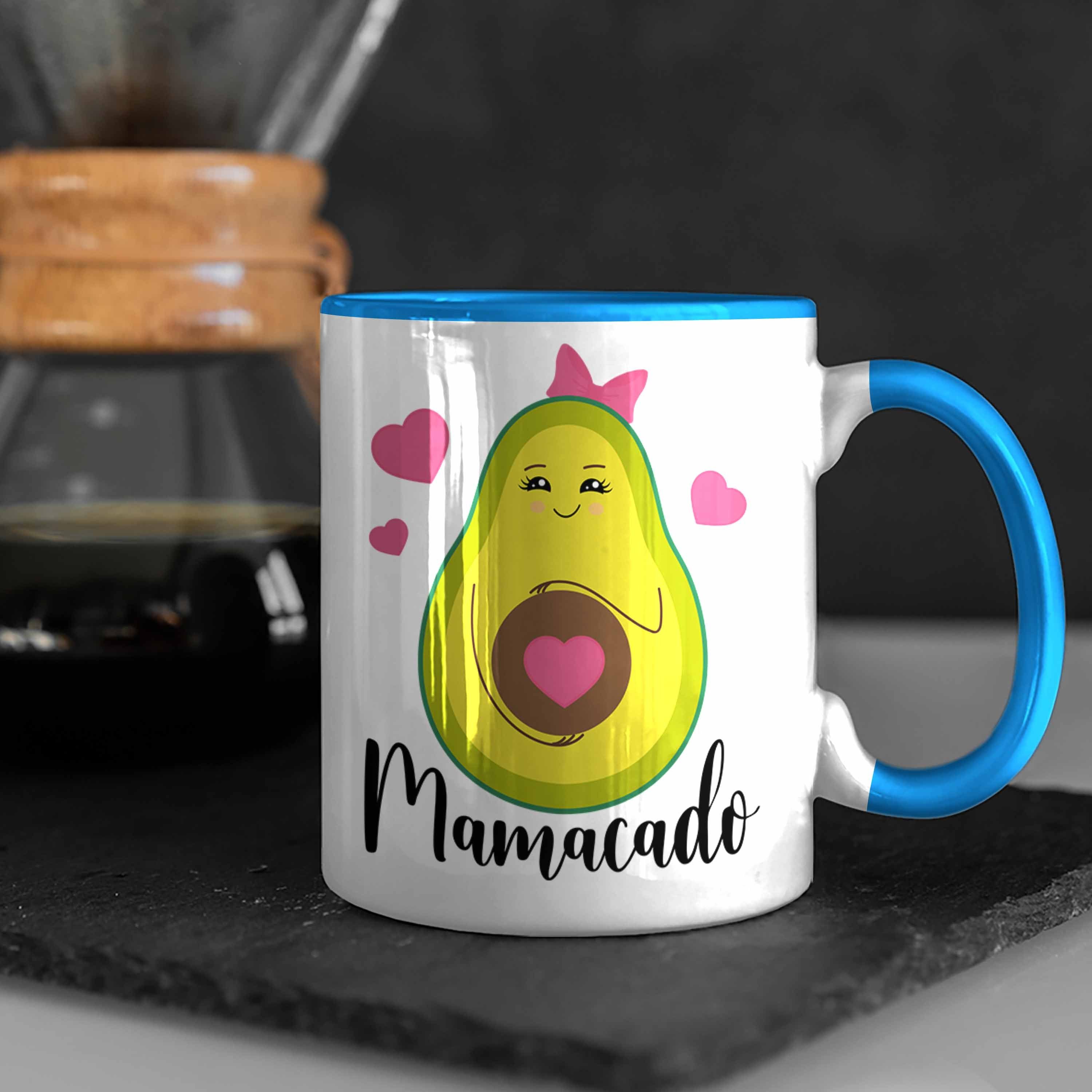 Trendation Tasse Geschenk - Tasse Avokado Blau Geschenkidee Schwangerschaft Verkünden Mamacado Trendation