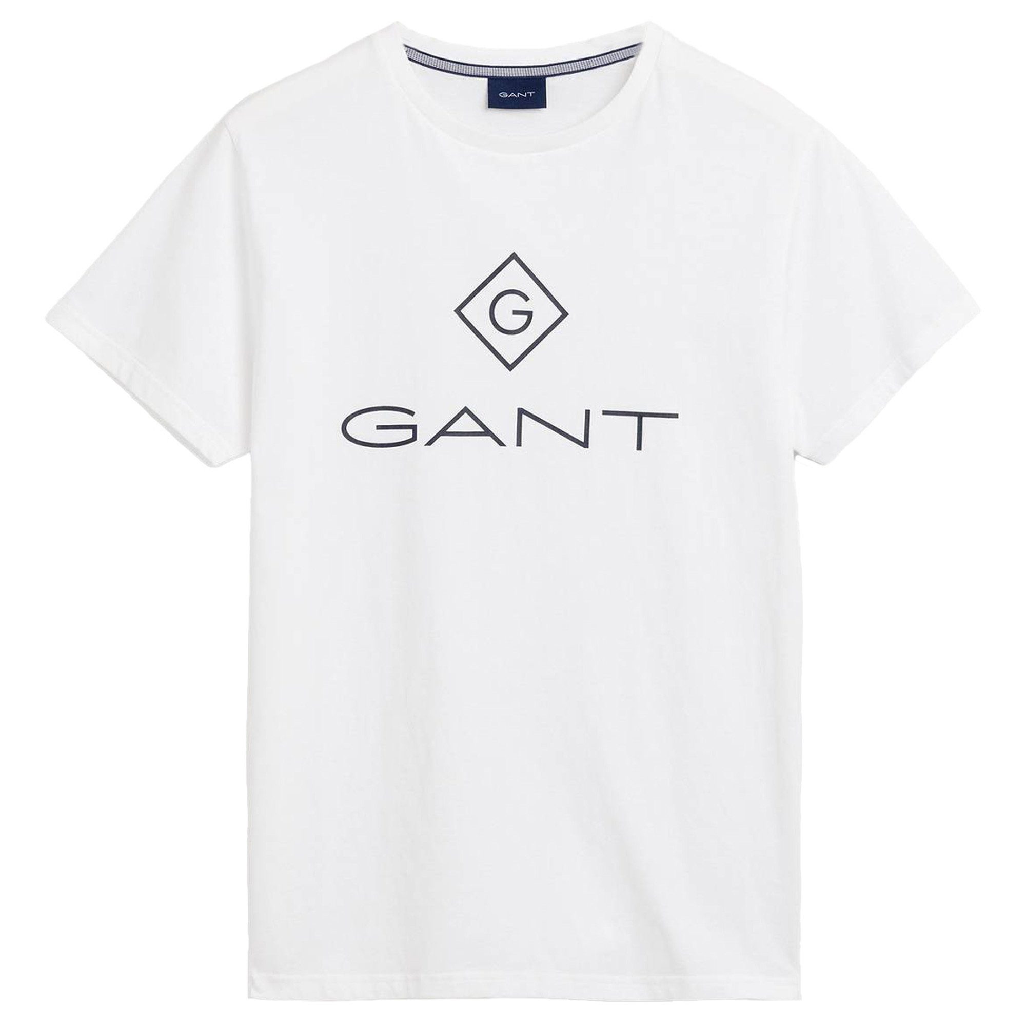 Gant T-Shirt Logo, Herren Weiß - Lock T-Shirt, T-Shirt einfarbig Up