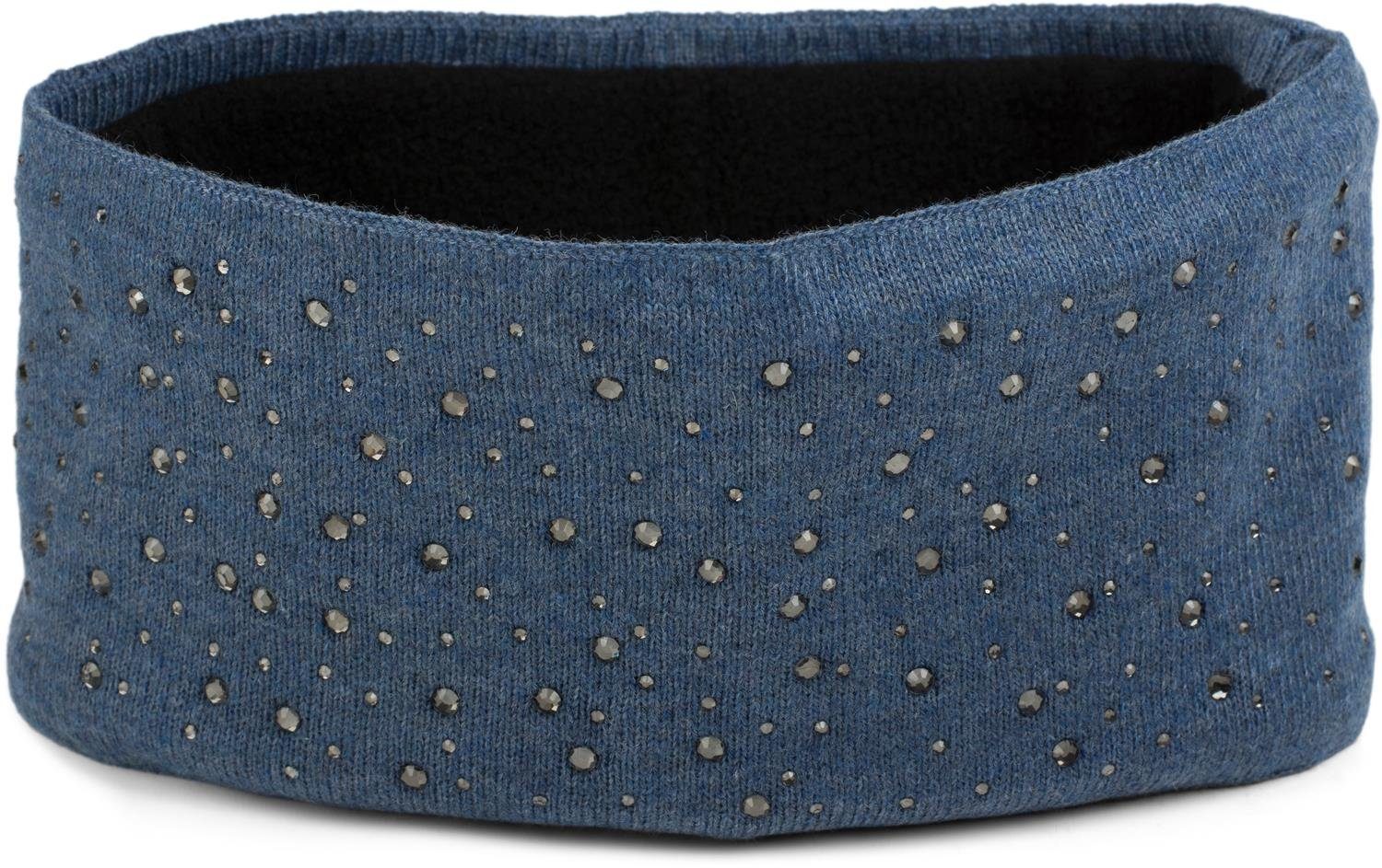 styleBREAKER Stirnband (1-St) Feinstrick Stirnband Blau Strass mit