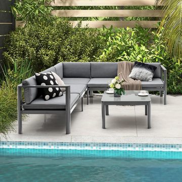 KOMFOTTEU Loungesofa 3-Teiliges Gartenmöbel Set, Moderne Sitzgruppe für Außen- und Innenbereich