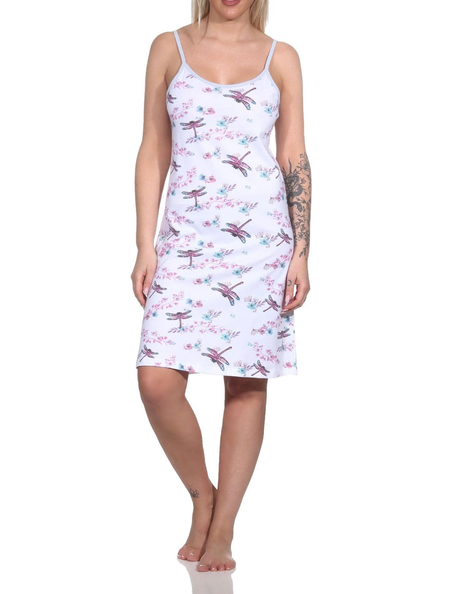 Nachthemd Normann Damen kurzarm Nachthemd in floralem Schmetterlings Print