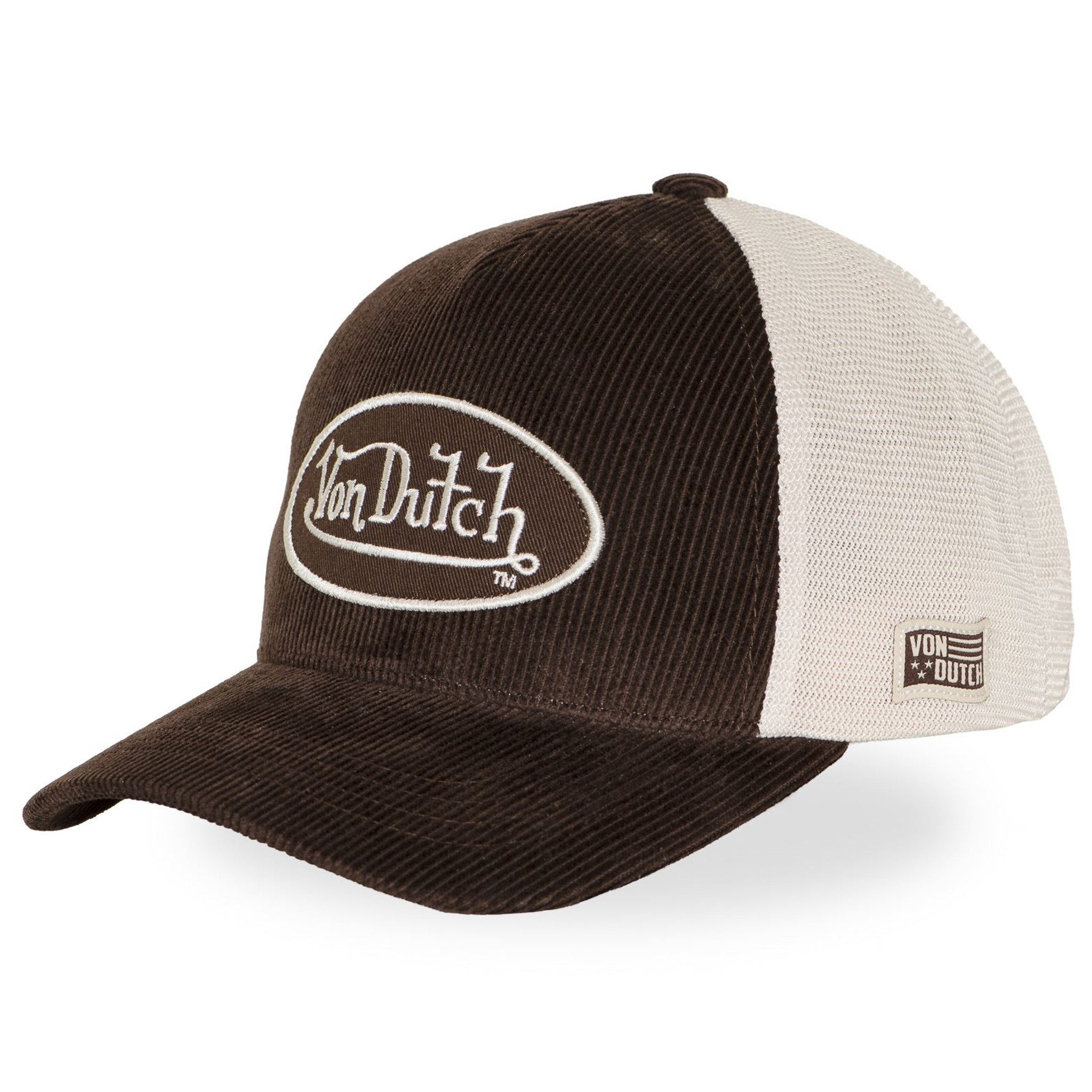 Von Dutch Trucker Cap Von Dutch Originals Trucker Cap CALIFORNIA Twill Embroidery Brown B49 (Basecap, Basecap, Meshcap, Trucker Kappe)