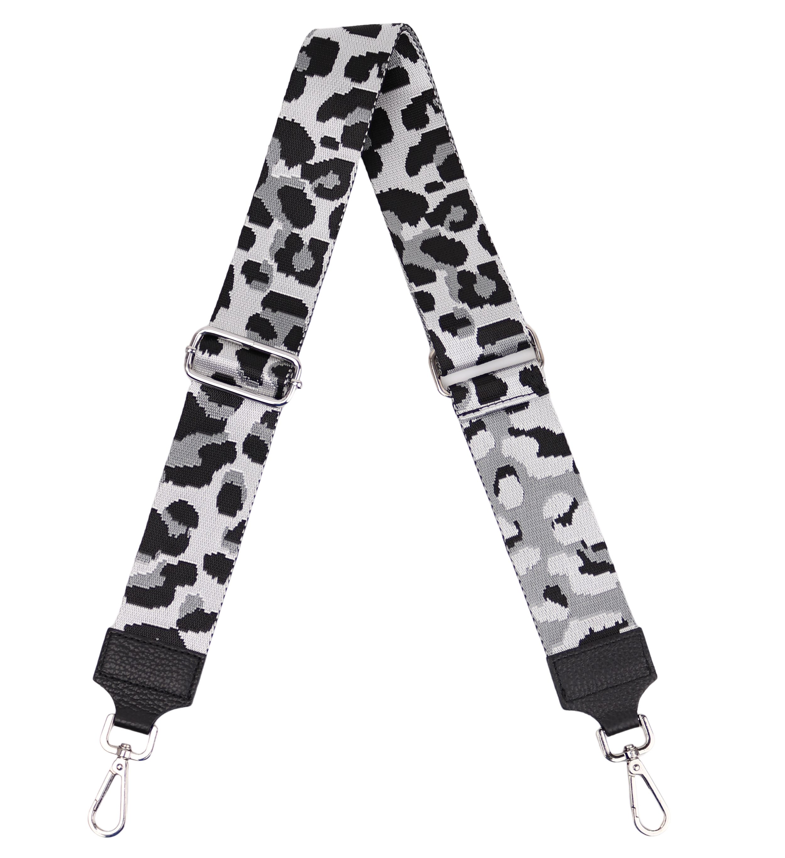 MIRROSI Плечевые ремни Made in Italy aus Echtleder Schultergurt für Tasche zum Wechseln (Schwarz, Karabiner in silberner Farbe, 1x Taschengurt) 5cm Breit Bohemian Style