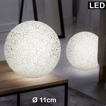 etc-shop Dekolicht, LED-Leuchtmittel fest verbaut, Warmweiß, LED Tisch Leuchte Wohn Zimmer Dekoration Kugel Lampe klar Schnee Ball