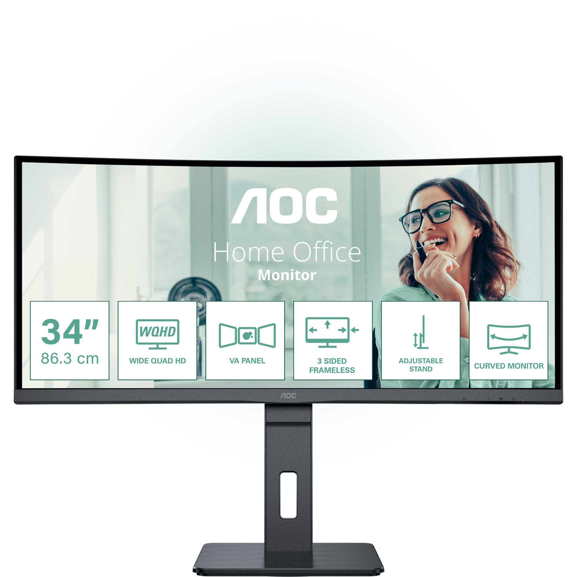 AOC AOC CU34P3CV, LED-Monitor, (WQHD, VA, Curved, TFT-Monitor (3440 x 1440 px)