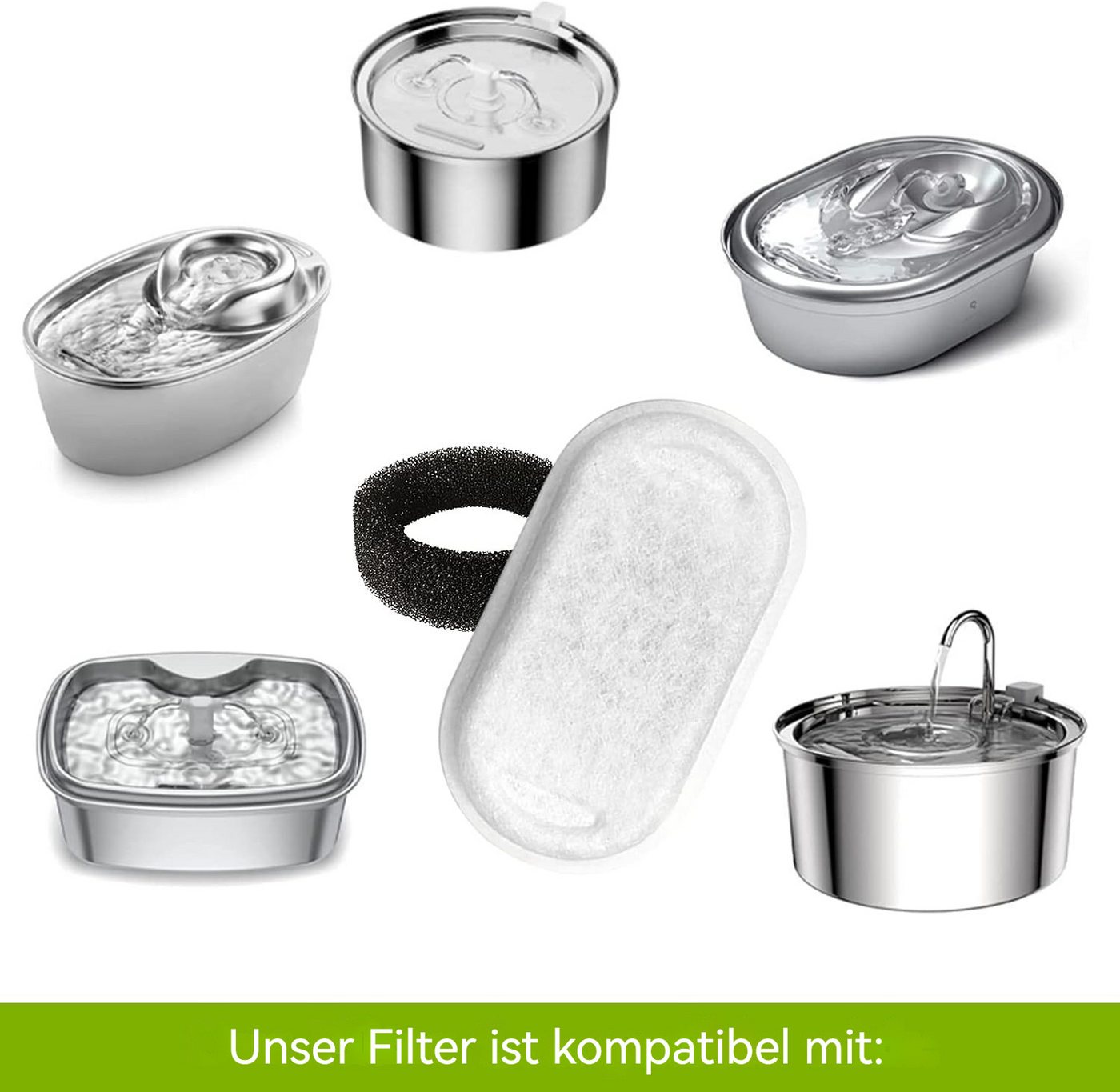 Thumbnail - BlingBin Trinkbrunnen Katzen Ersatzfilter, Trinkbrunnen Filter, Kohlefilter und Schaumfilter, Sauber und geruchlos, kont...