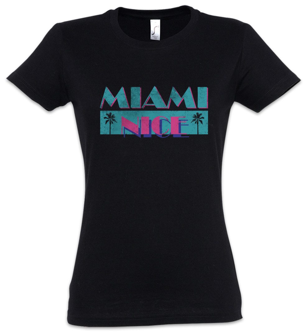 Urban Backwoods Print-Shirt Miami Nice Damen T-Shirt USA Florida Holidays Beach Strand Meer USA (1-tlg) Serie Vice Sun Palmen
