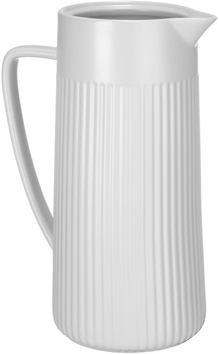 SCHÖNER WOHNEN-Kollektion Karaffe REFIA, (1-tlg), Keramik Krug, 1,25l mit eleganter Rifferlung