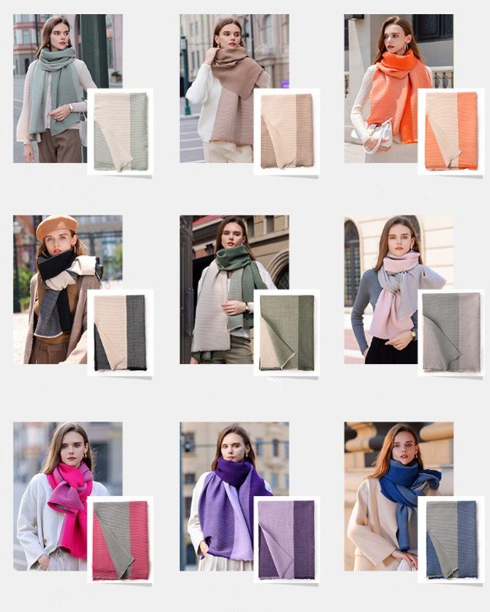 XDeer Modeschal Winter Frauen verschiedenen Geschenk Qualität, feine Farben Damen zweiseitige Schal,XL Halstuch in Schal für Linie,Damen gray Poncho