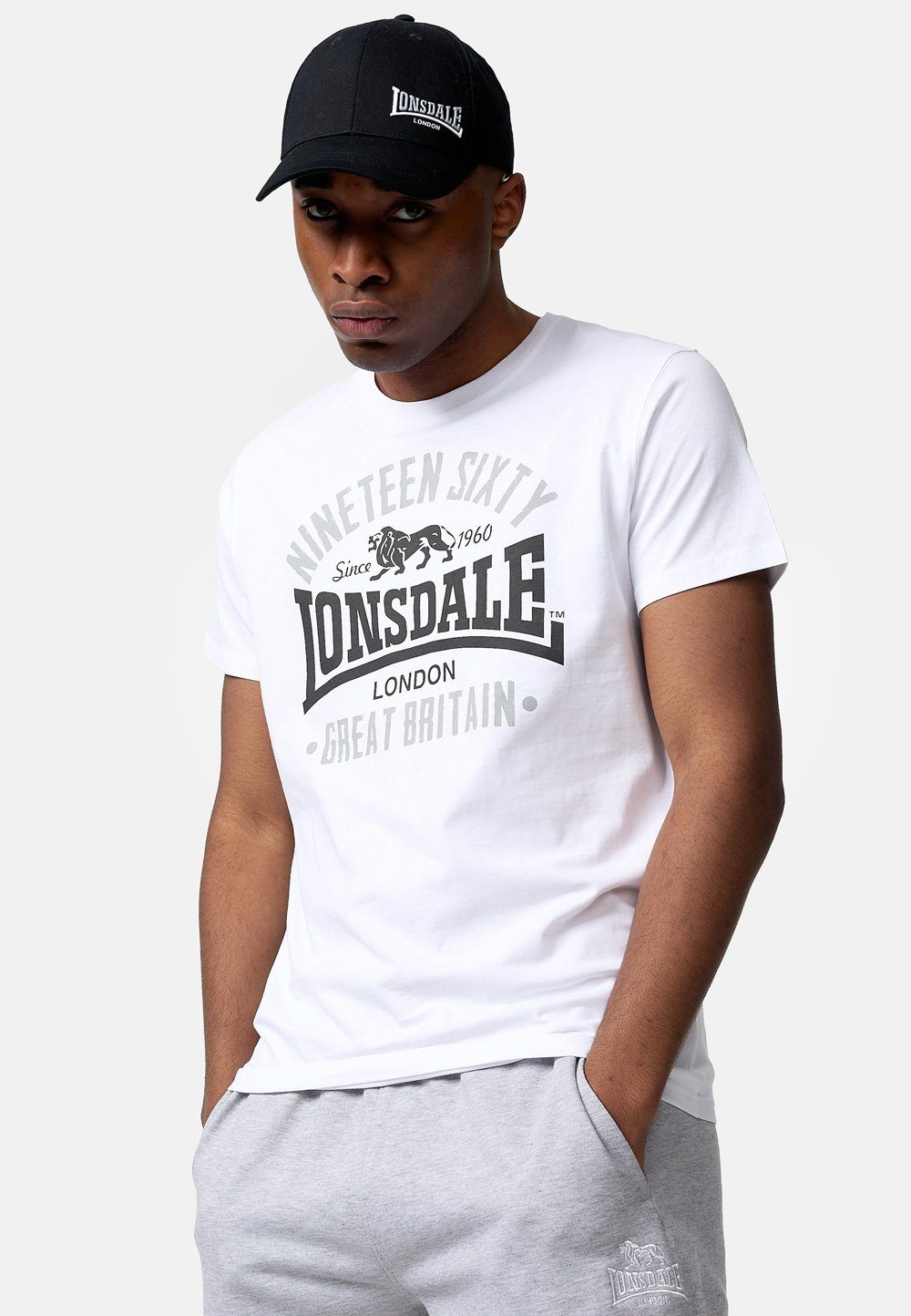 Lonsdale T-Shirt KILCHOAN White/Black/Grey