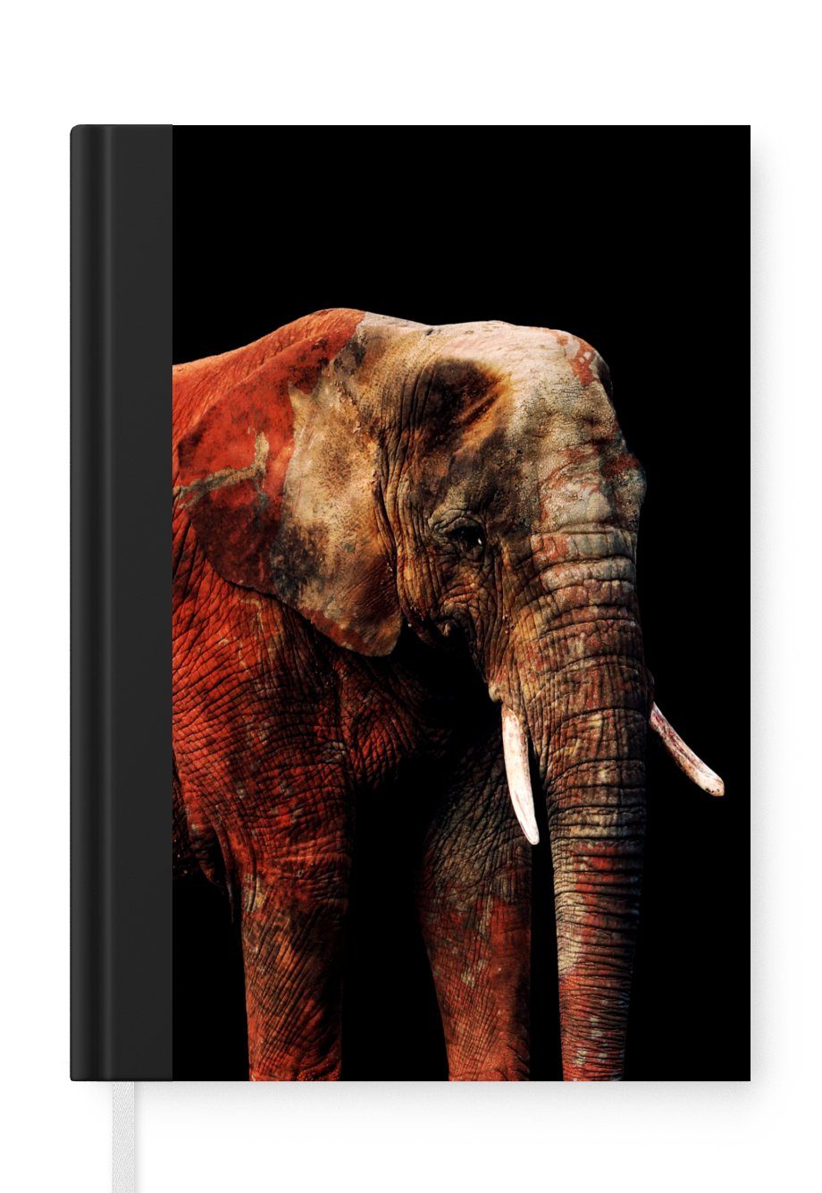 MuchoWow Notizbuch Elefant - Tiere - Rot, Journal, Merkzettel, Tagebuch, Notizheft, A5, 98 Seiten, Haushaltsbuch