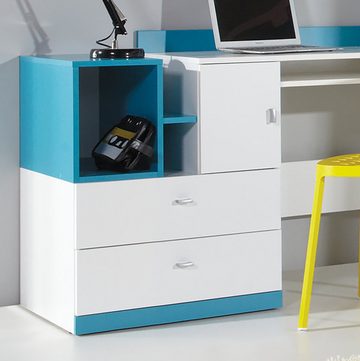 Lomadox Schreibtisch MIJAS-133, Computertisch laptoptisch modern in weiß mit türkis