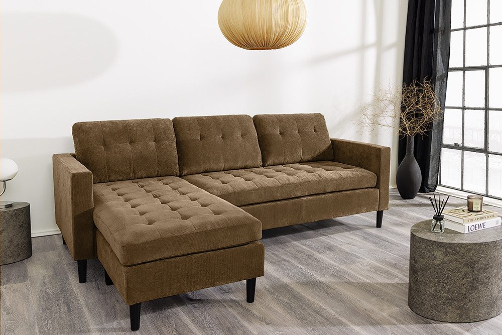 riess-ambiente Ecksofa STOCKHOLM 220cm taupe · Couch mit Cordbezug und Federkern, Einzelartikel 1 Teile, 3-Sitzer in L-Form · inkl. Kissen · Ottomane rechts & l – Bild 5 von 5