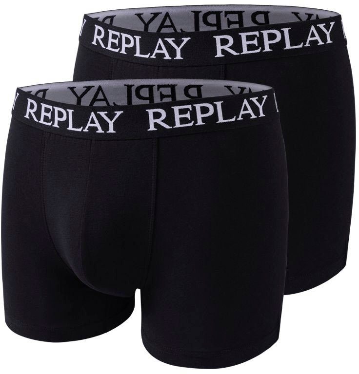 Replay Боксерські чоловічі труси, боксерки BOXER Style 01/C Basic Cuff Logo 2pcs Box (Packung, 2er-Pack) mit Logoschriftzug am elastischen Bund