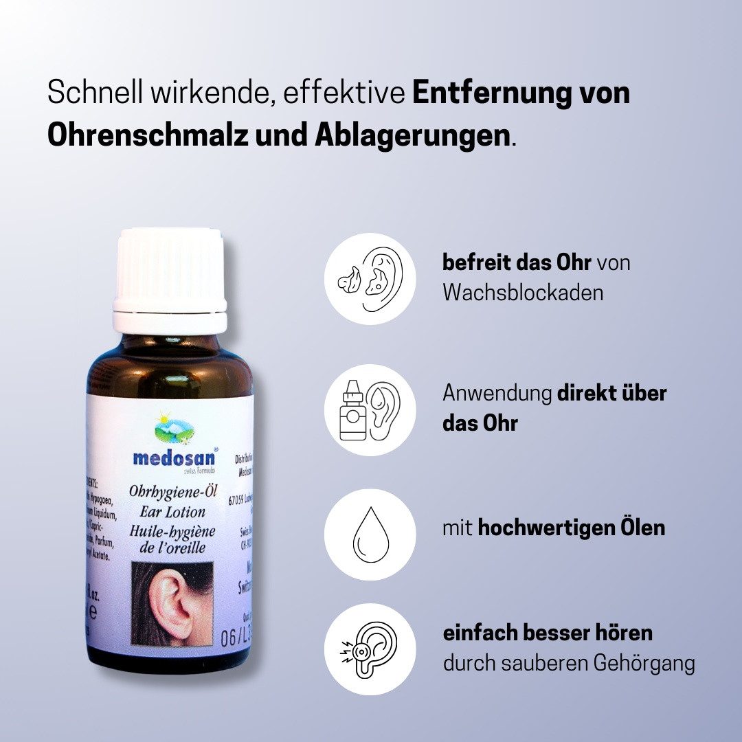 Medosan Ohrenschmalz-Entferner Ohrhygiene-Öl, für Hörgeräte geeignet