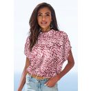LASCANA Kurzarmbluse mit Alloverdruck, Damenbluse, sportlich elegant