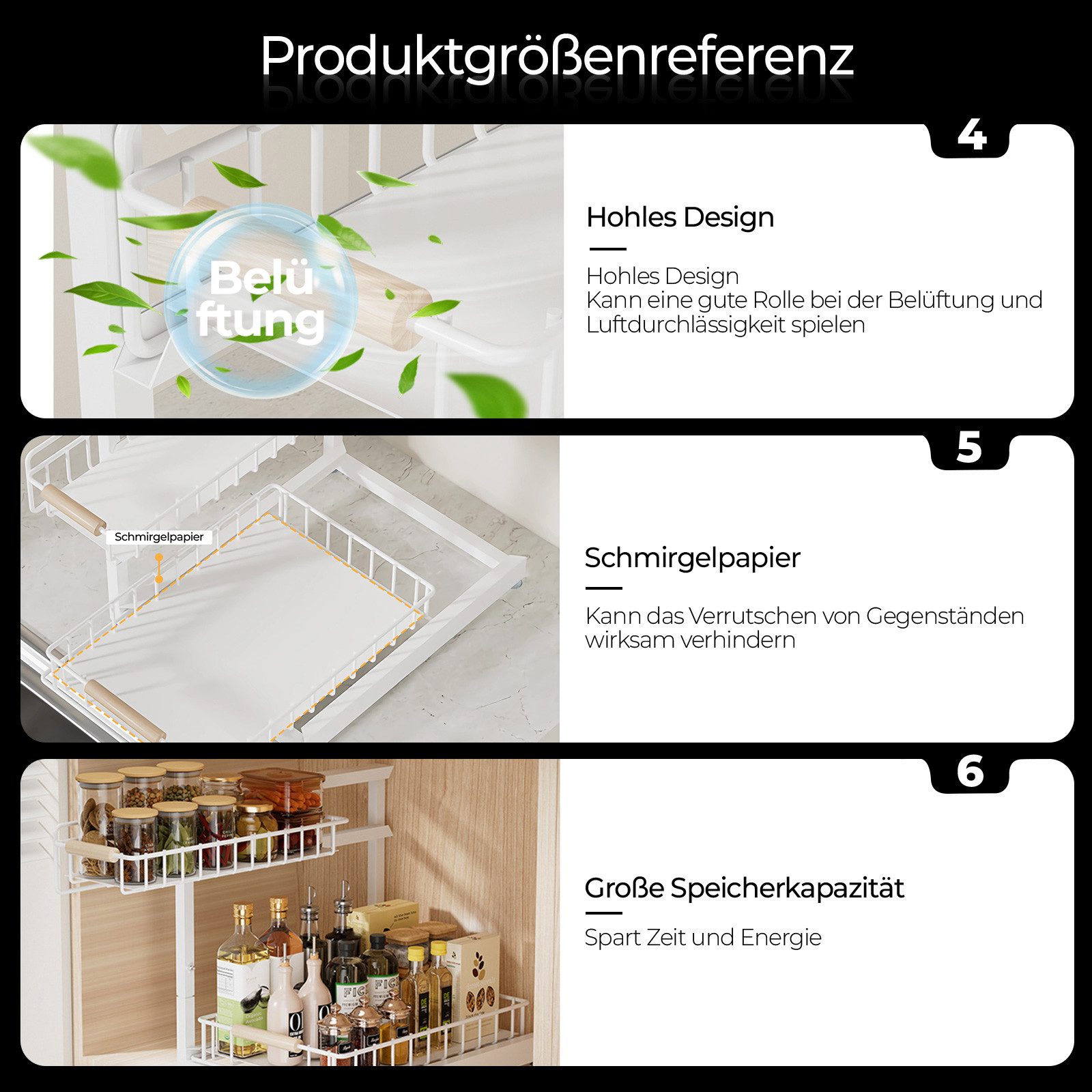 Rhein Beleuchtung Küchenorganizer-Set L-Design Küchenunterschrank Organizer Regal Weiß, 2-stufig, (Set, 1-tlg., Küchen Organizer & Küchenregal für Bad/Küche – k – Bild 4 von 5