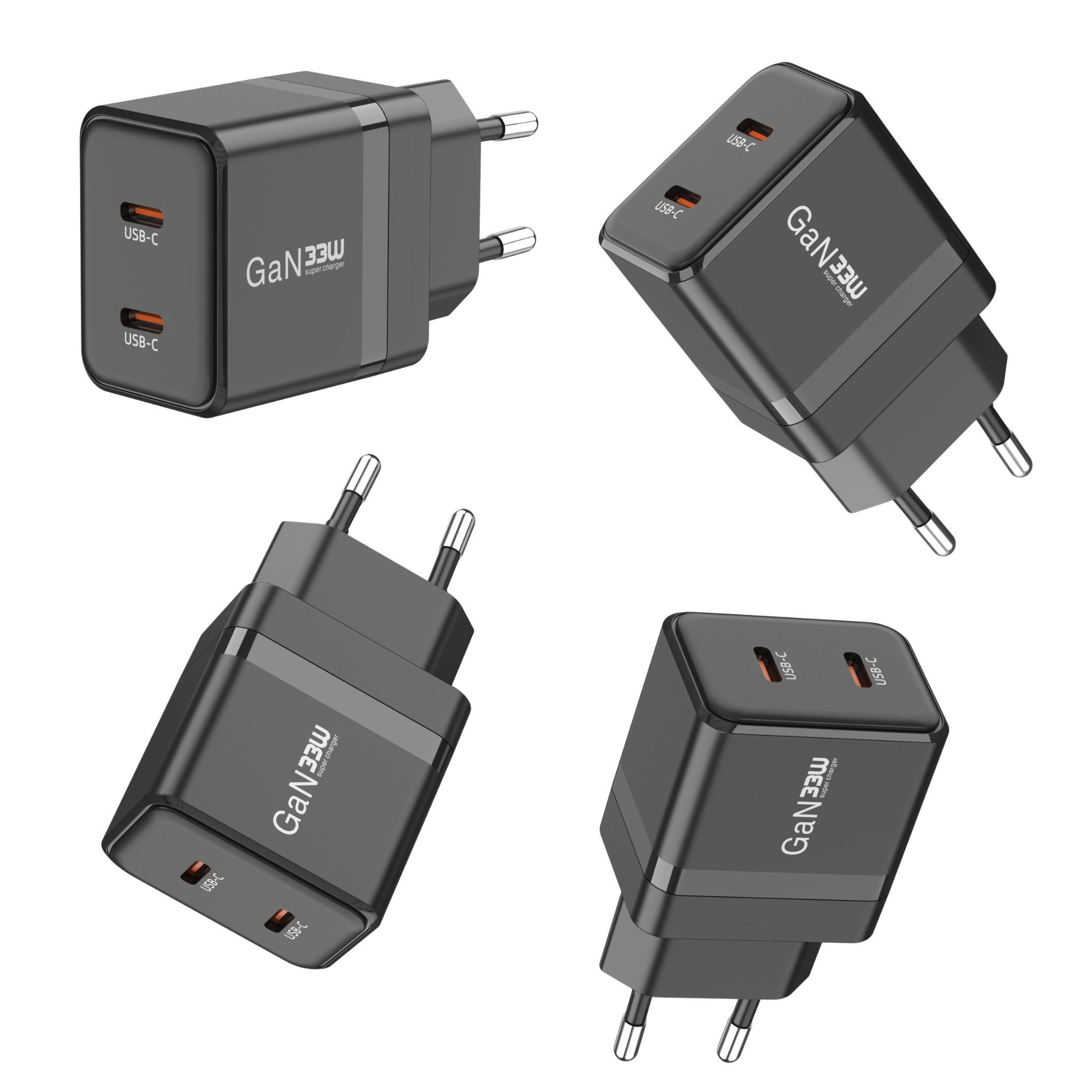 Zonoto Ladegerät für SAMSUNG und iPHONE 33W USB-C Schnellladegerät Adapter Smartphone-Ladegerät (33W Adapter - 2 USB-C Stecker, Netzstecker mit 2 USB-C Anschlüssen für iPhone 14, 15, 16, 17 X Xs Max, Apple iPhone Ladegerät)