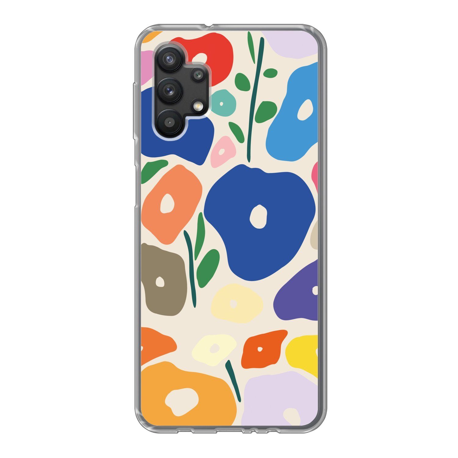 MuchoWow Handyhülle für Samsung Galaxy A32 5G Blume - Abstrakt - Blätter, Smartphone-Bumper, Print, Handy Schutzhülle Dünn
